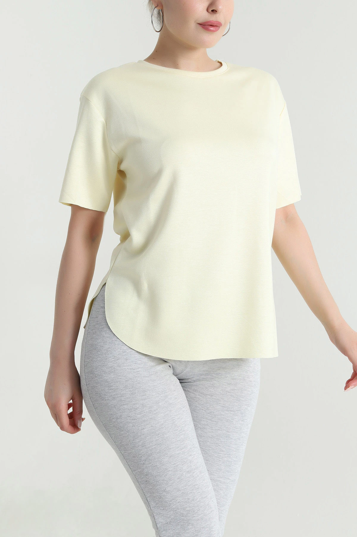Sarı Oval Kesim Oysho Kadın Tişört 474967