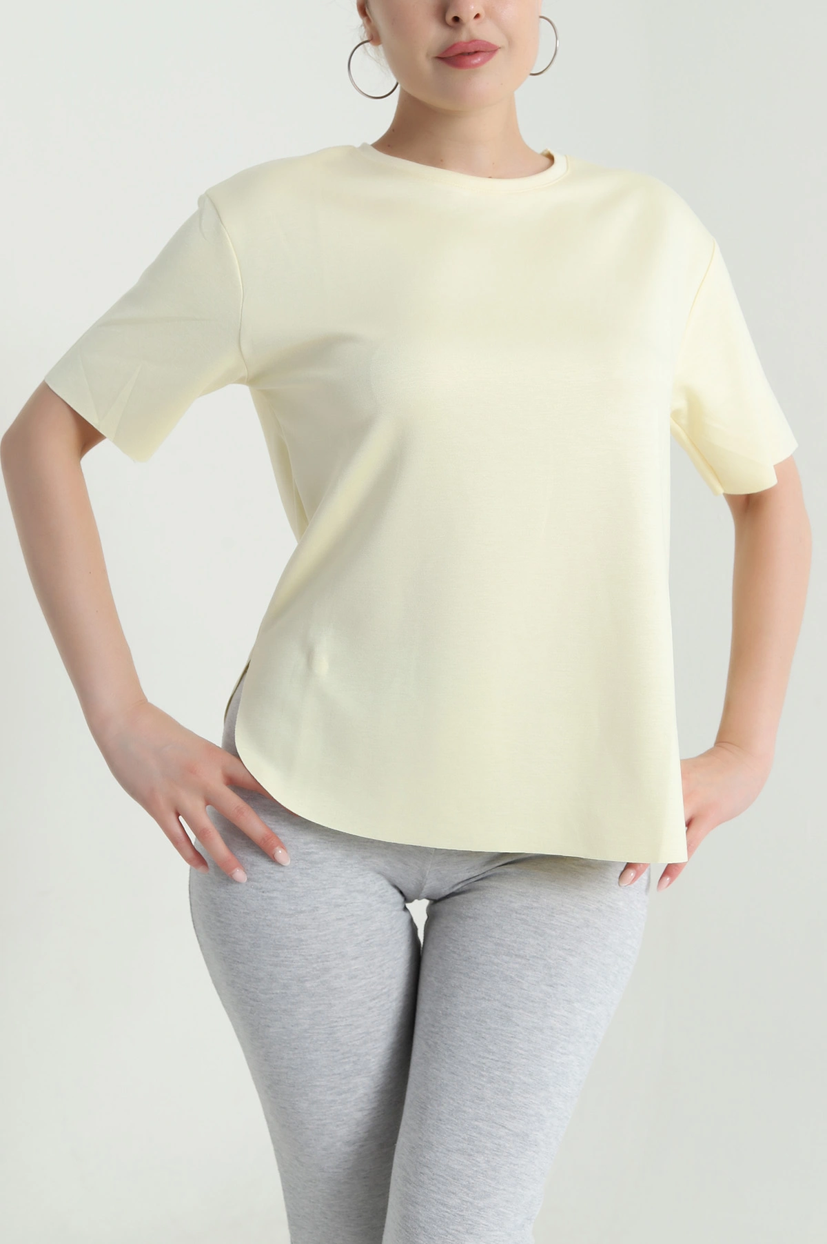 Sarı Oval Kesim Oysho Kadın Tişört 474967