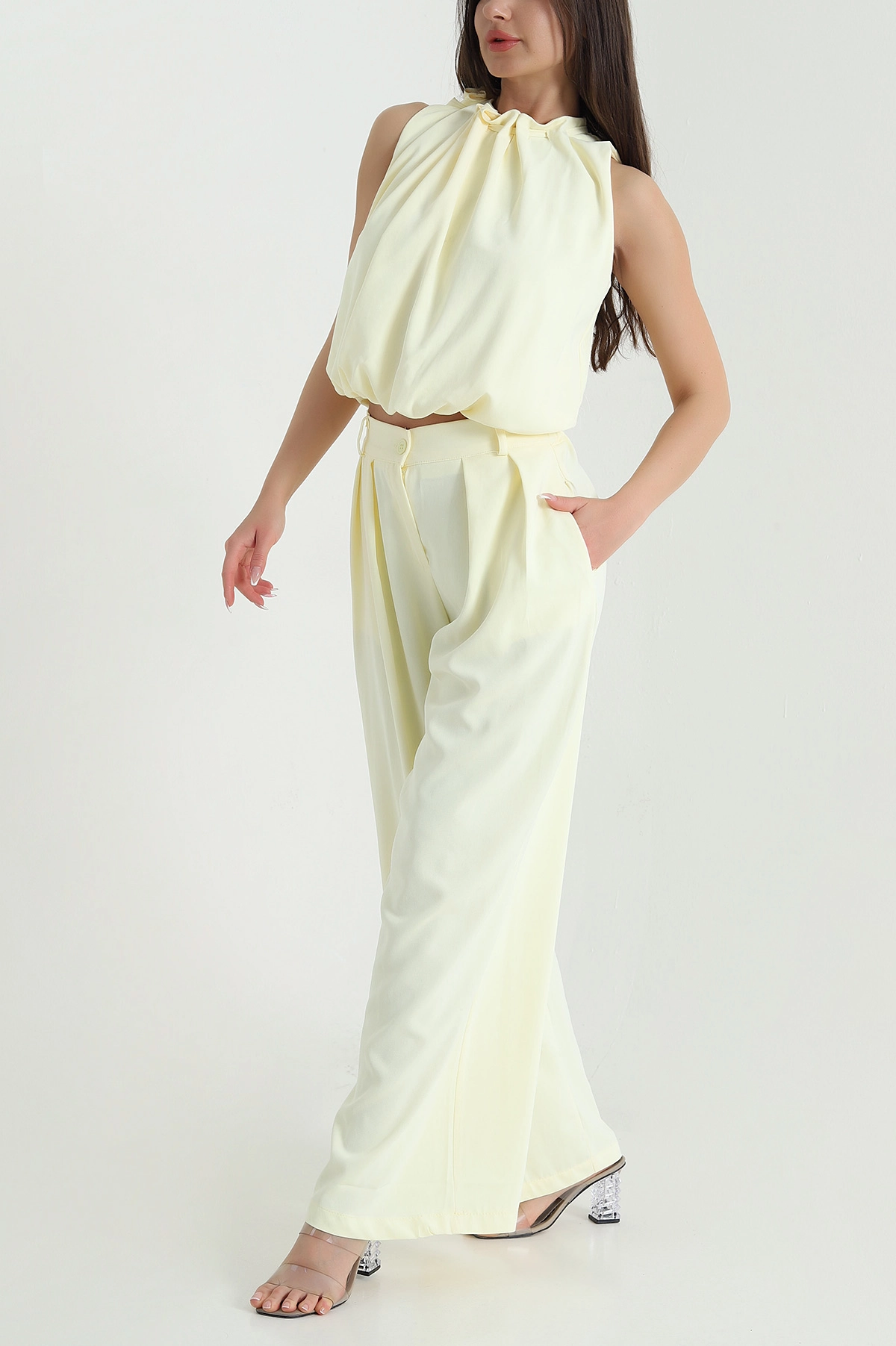 Sarı Pantolon Bluz Linda Kadın İkili Takım 460297