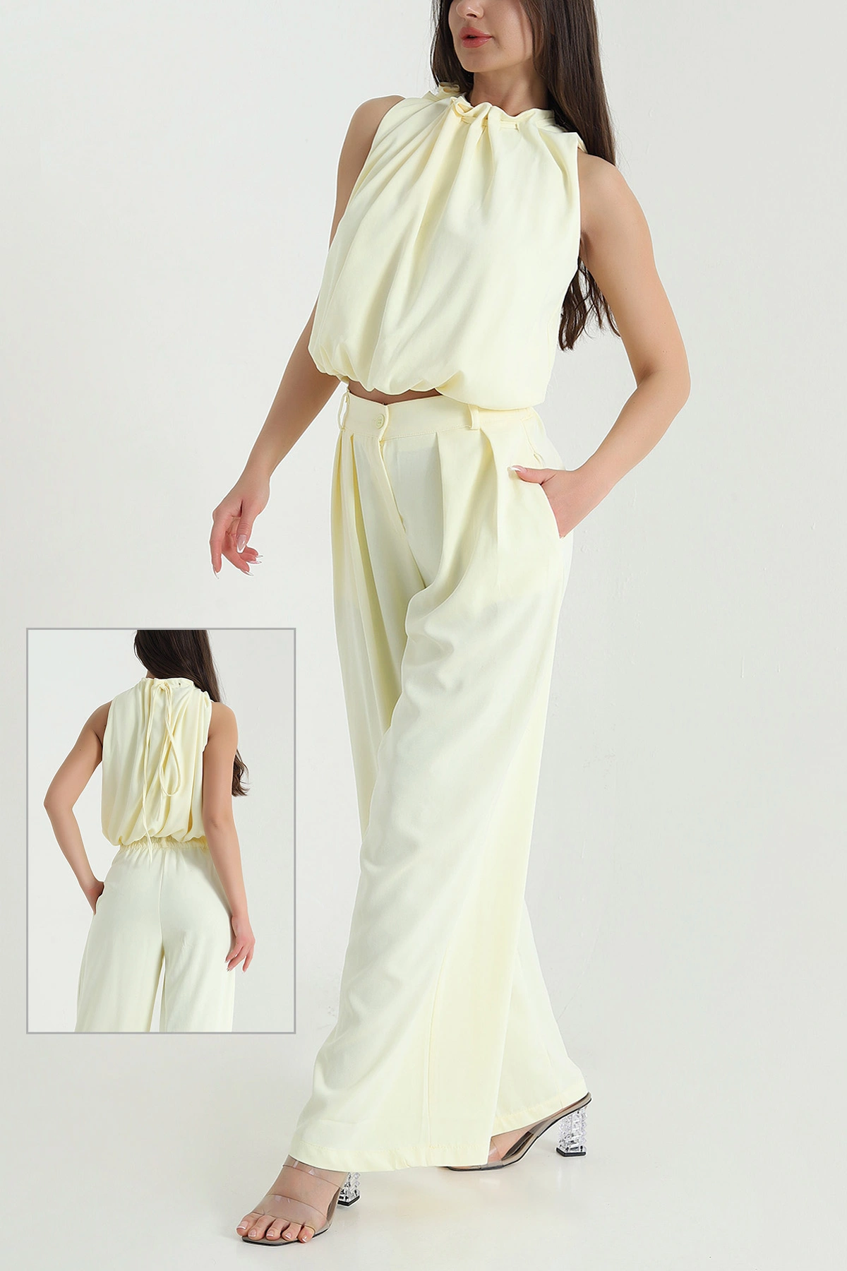 Sarı Pantolon Bluz Linda Kadın İkili Takım 460297