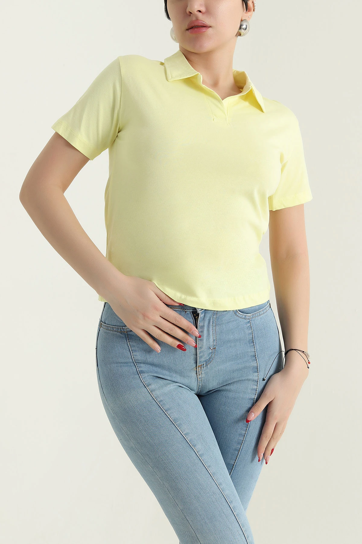 Sarı Polo Yaka Süprem Kadın Tişört 435285