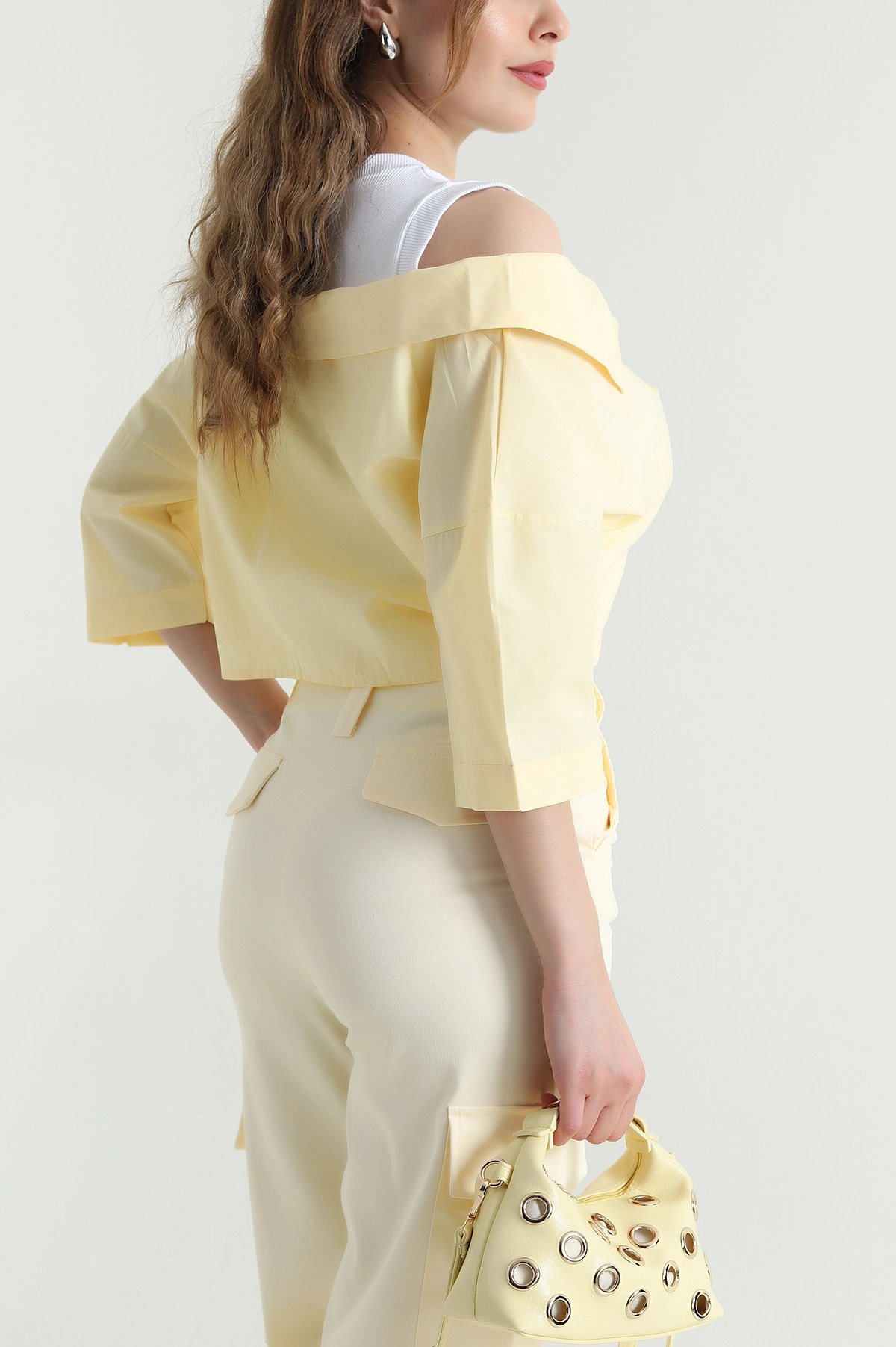 Sarı Poplin Gömlek İçi Korse Atlet Bluz 469624