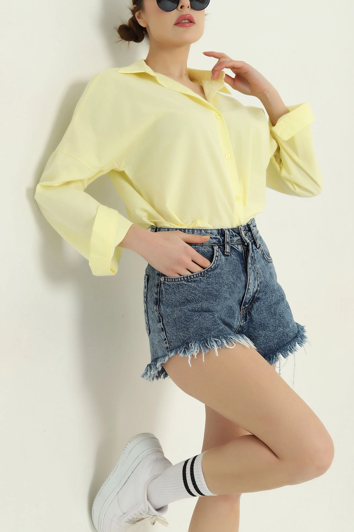 Sarı Poplin Kumaş Gömlek Tunik 336938