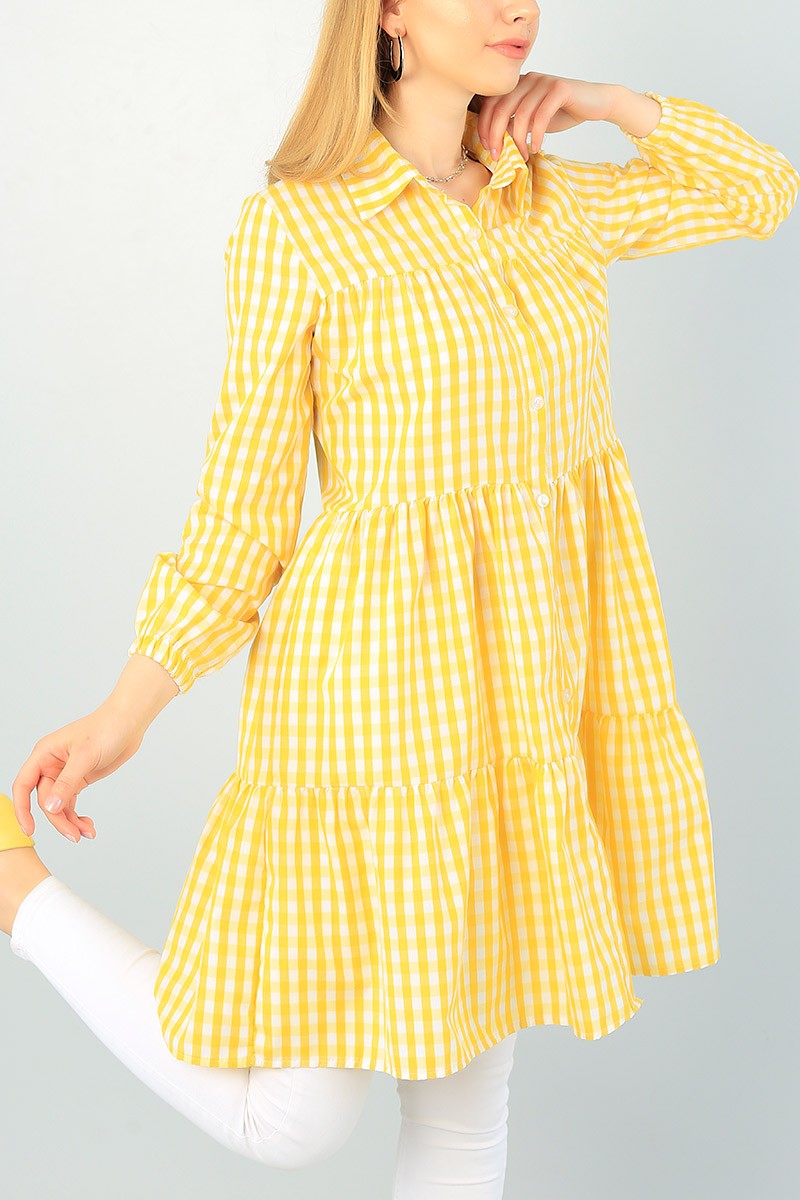Sarı Pötikareli Dokuma Tunik 66573