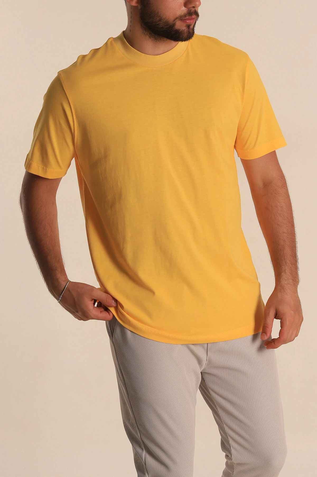 Sarı Relaxed Fit Basic Erkek Tişört 279902