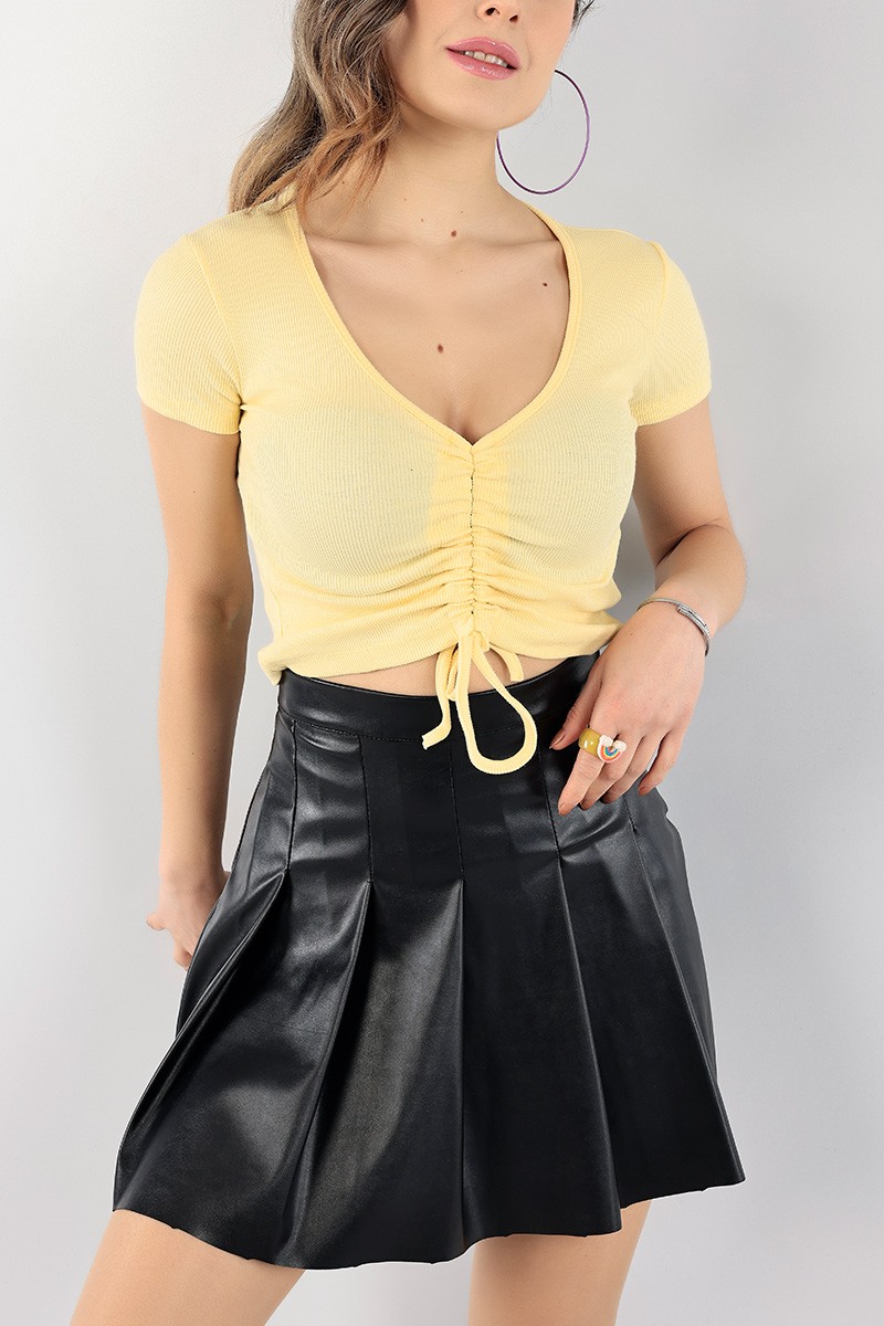 Sarı Sıkmalı Fitilli Bluz 97487