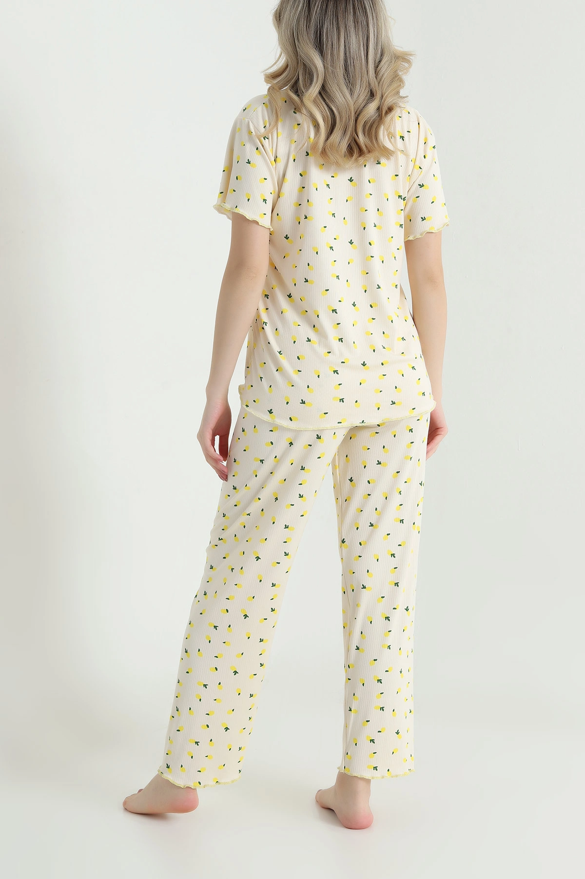 Sarı Sleepy Fiyonklu Kadın Pijama Takımı 466345
