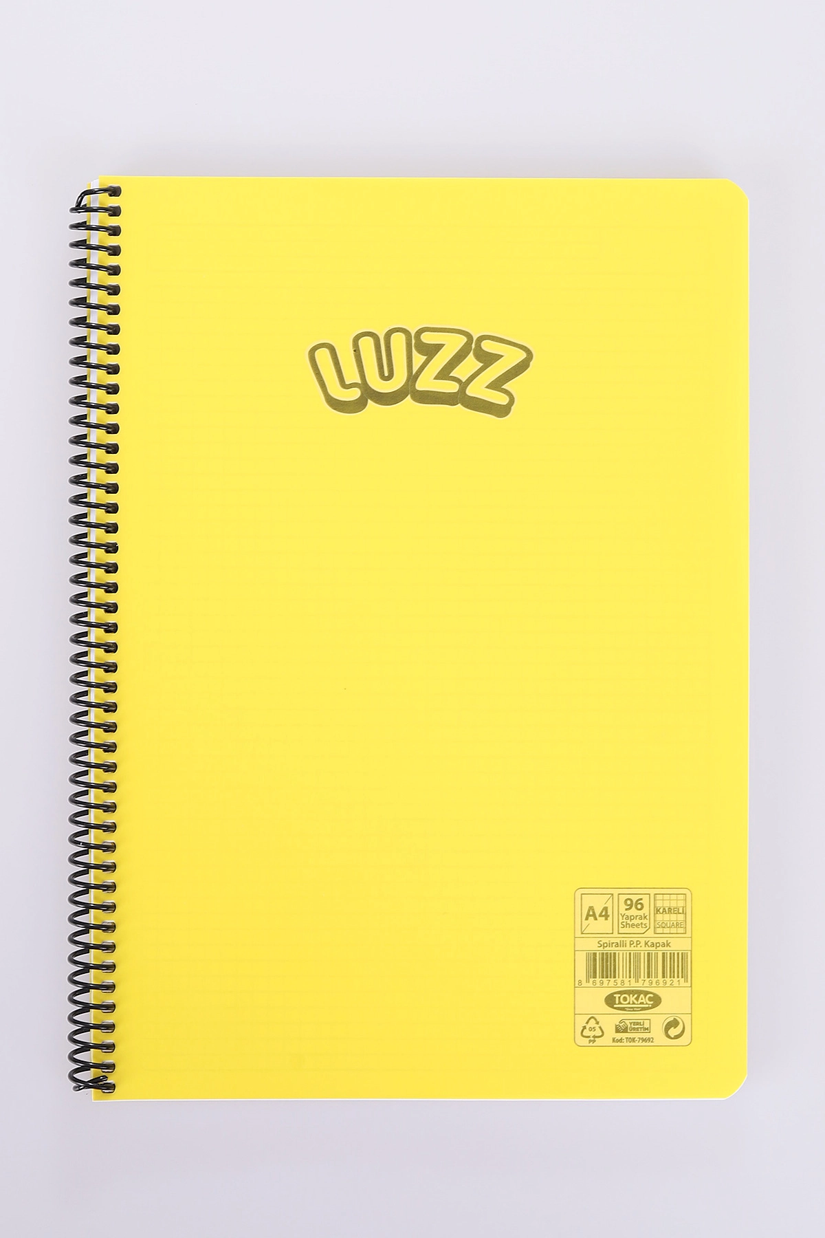 Sarı Tokaç Luzz 96 Yaprak Kareli PP Kapak Telli Defter 478396