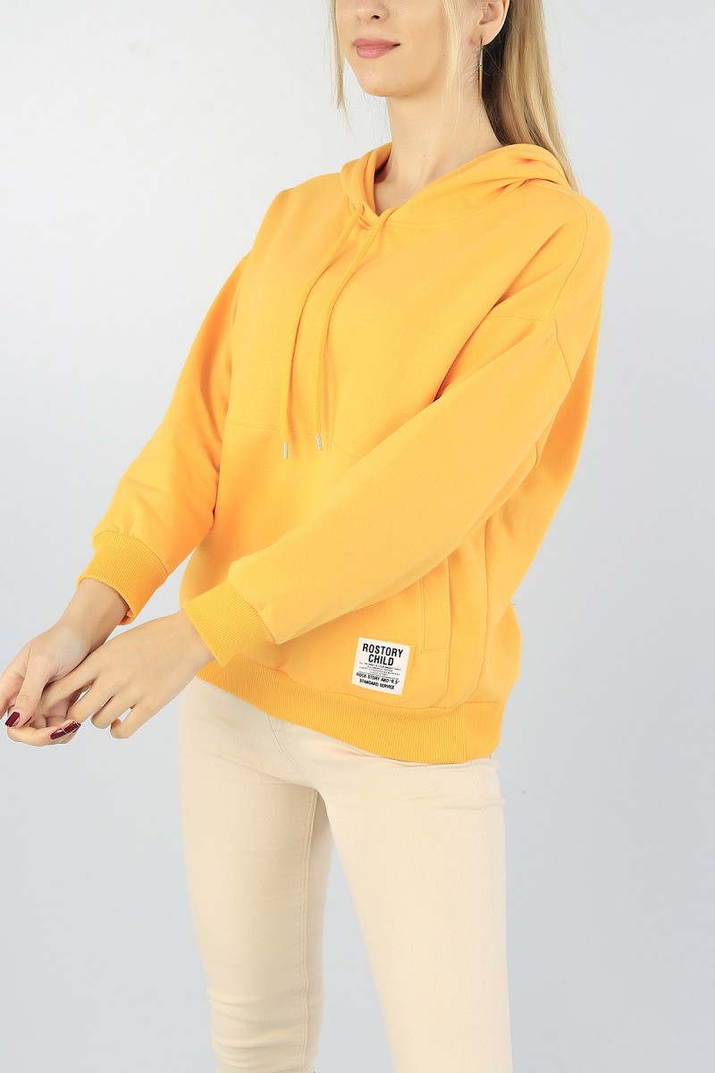 Sarı Üç İp İçi Pamuklu Bayan Sweat 51526