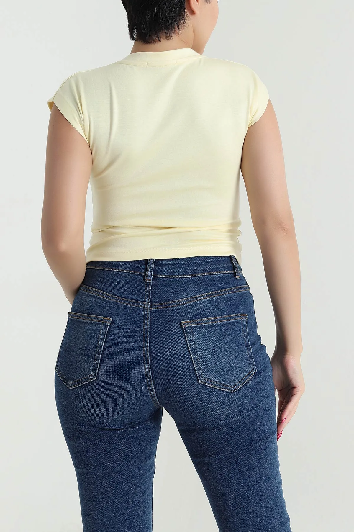 Sarı V Yaka Kadın Bluz 476508