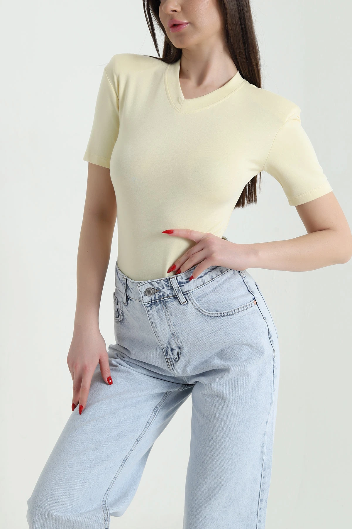 Sarı Vatkalı Oysho Kadın Zıbın Bluz 439836