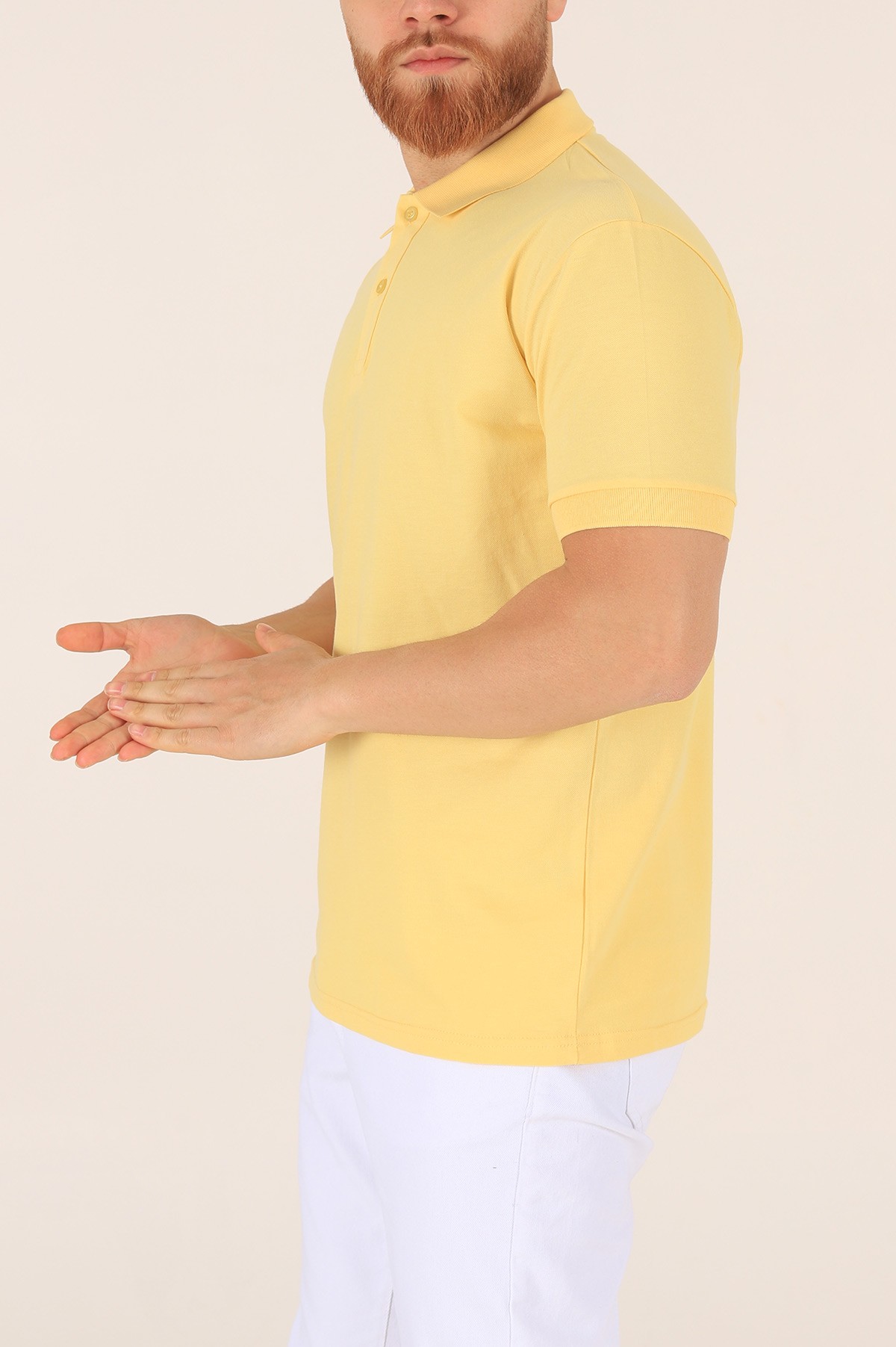 Sarı Yakalı Lakost Kumaş Erkek Tişört 174331