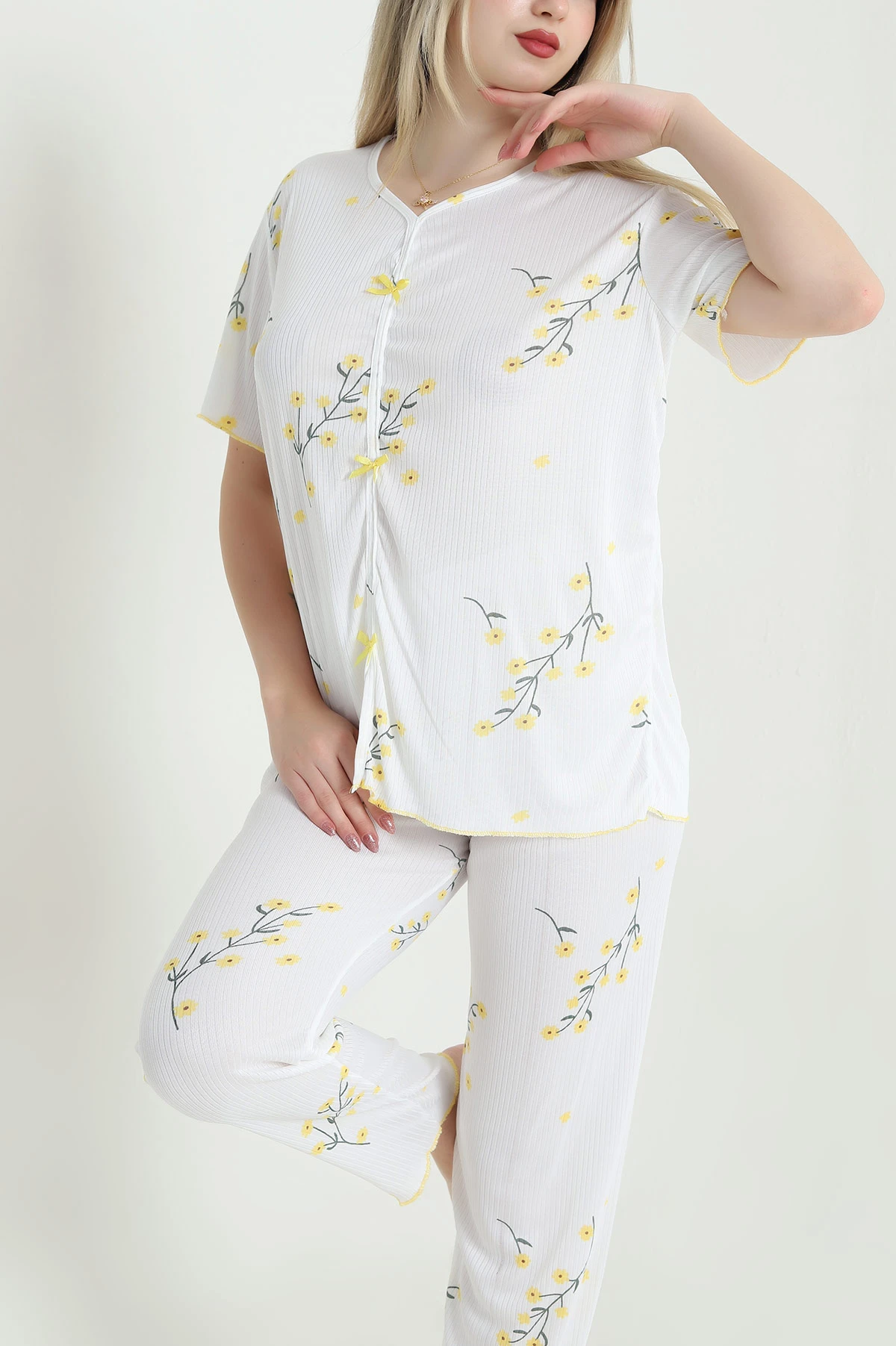 Sarı Yeni Sezon Kadın Pijama Takımı 466337