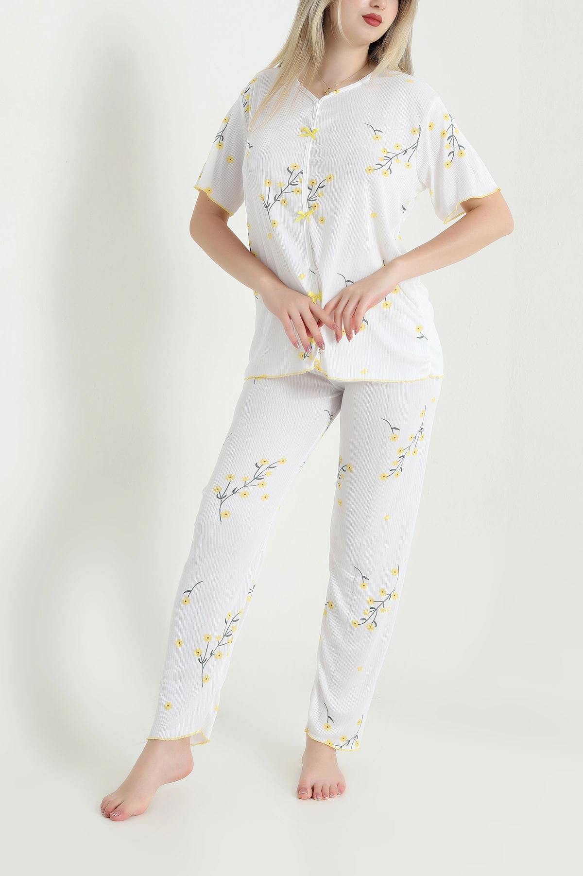 Sarı Yeni Sezon Kadın Pijama Takımı 466337