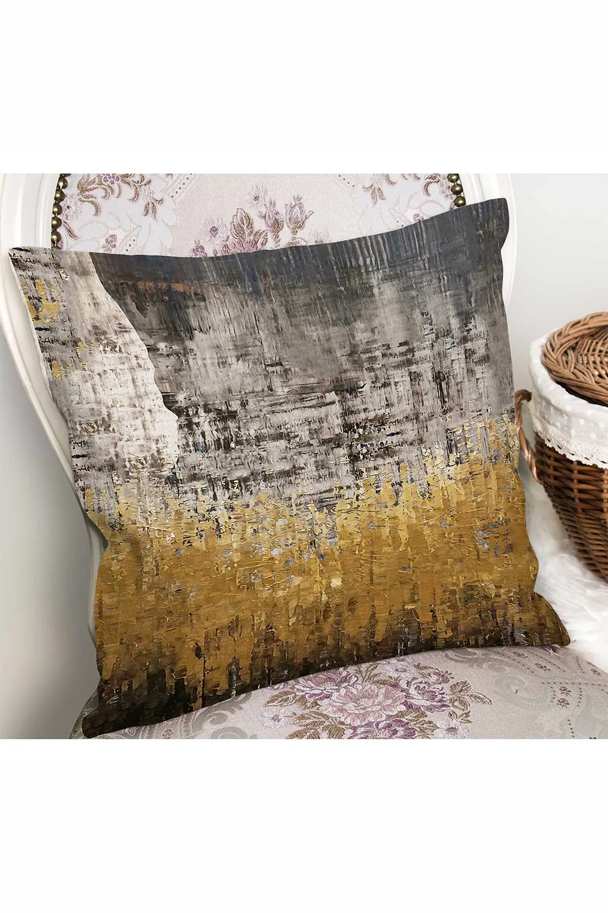 43x43 Dijital Baskılı Fermuarlı Modern Kırlent Kılıfı 308776