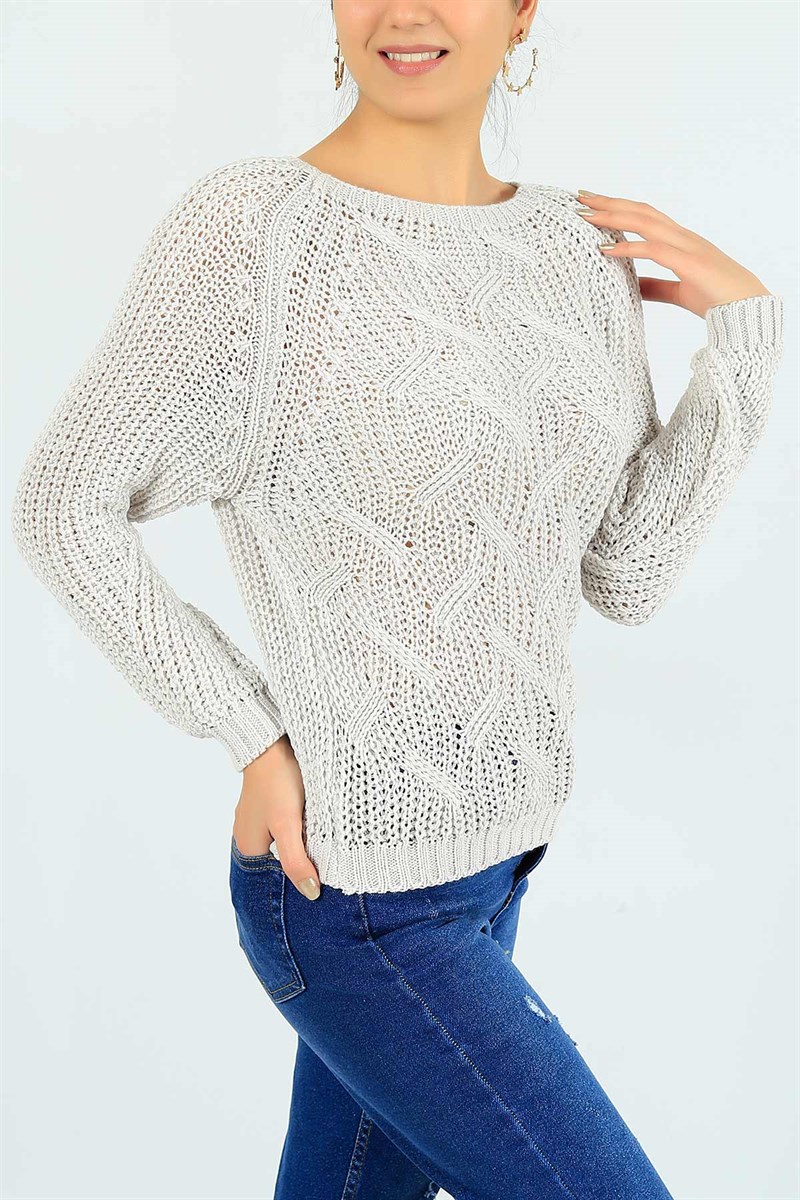Simli Örme Taş Bayan Kazak 24796B