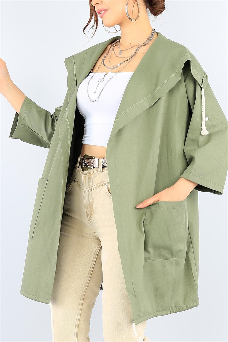 Sırt Baskılı Gabardin Yeşil Bayan Ceket 38467