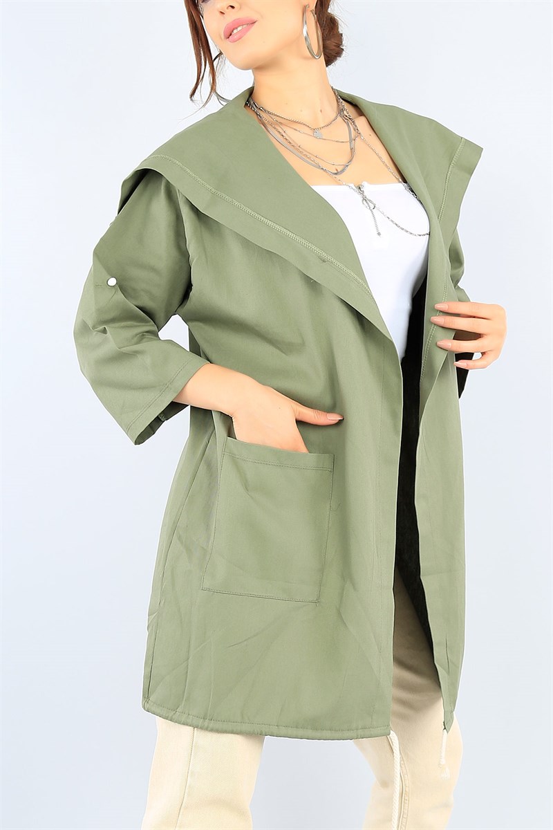 Sırt Baskılı Gabardin Yeşil Bayan Ceket 38467