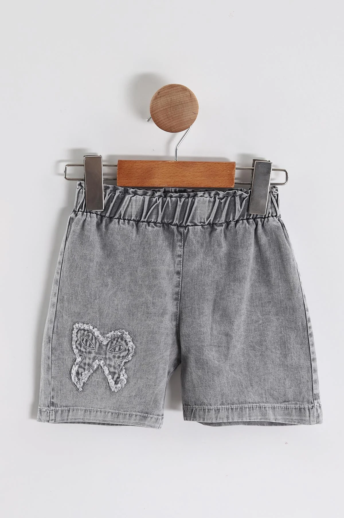 Siyah (1-5 Yaş) Kelebek   Nakışlı Süprem Tişörtlü Kot Şortlu Kız Çocuk Yazlık Takım 455827