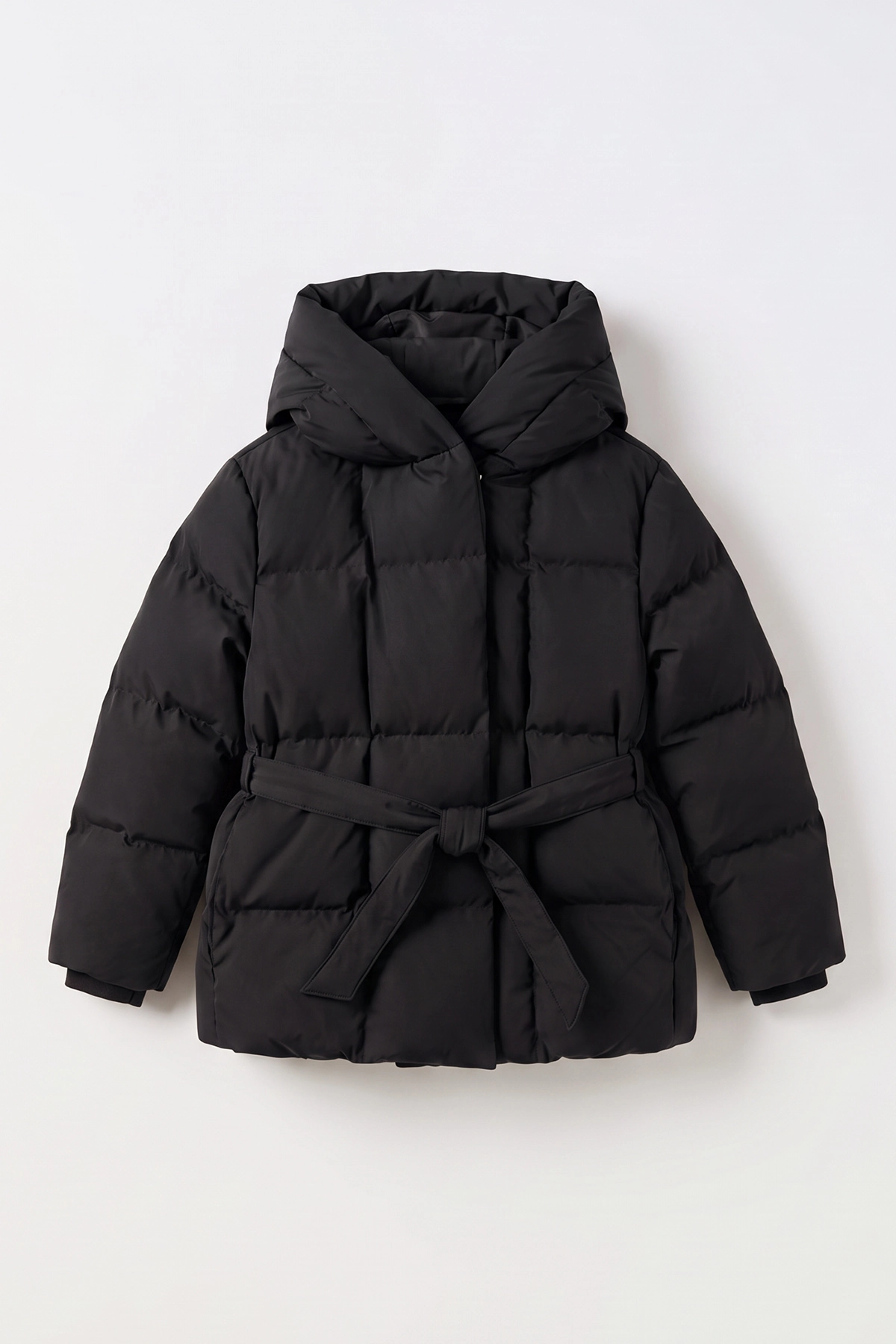 Siyah (10-14 Yaş) Kapüşonlu İçi Kürklü Kız Çocuk Mont 499739