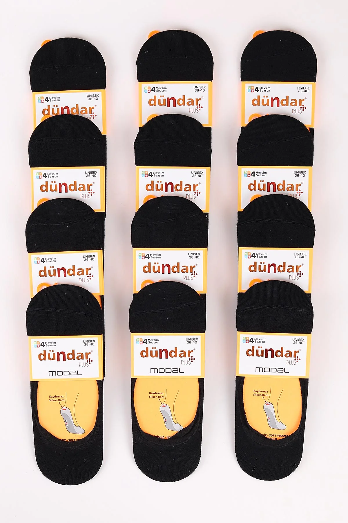 Siyah 12'li Dört Mevsim Unisex Modal Babet Çorap 36-40 465595
