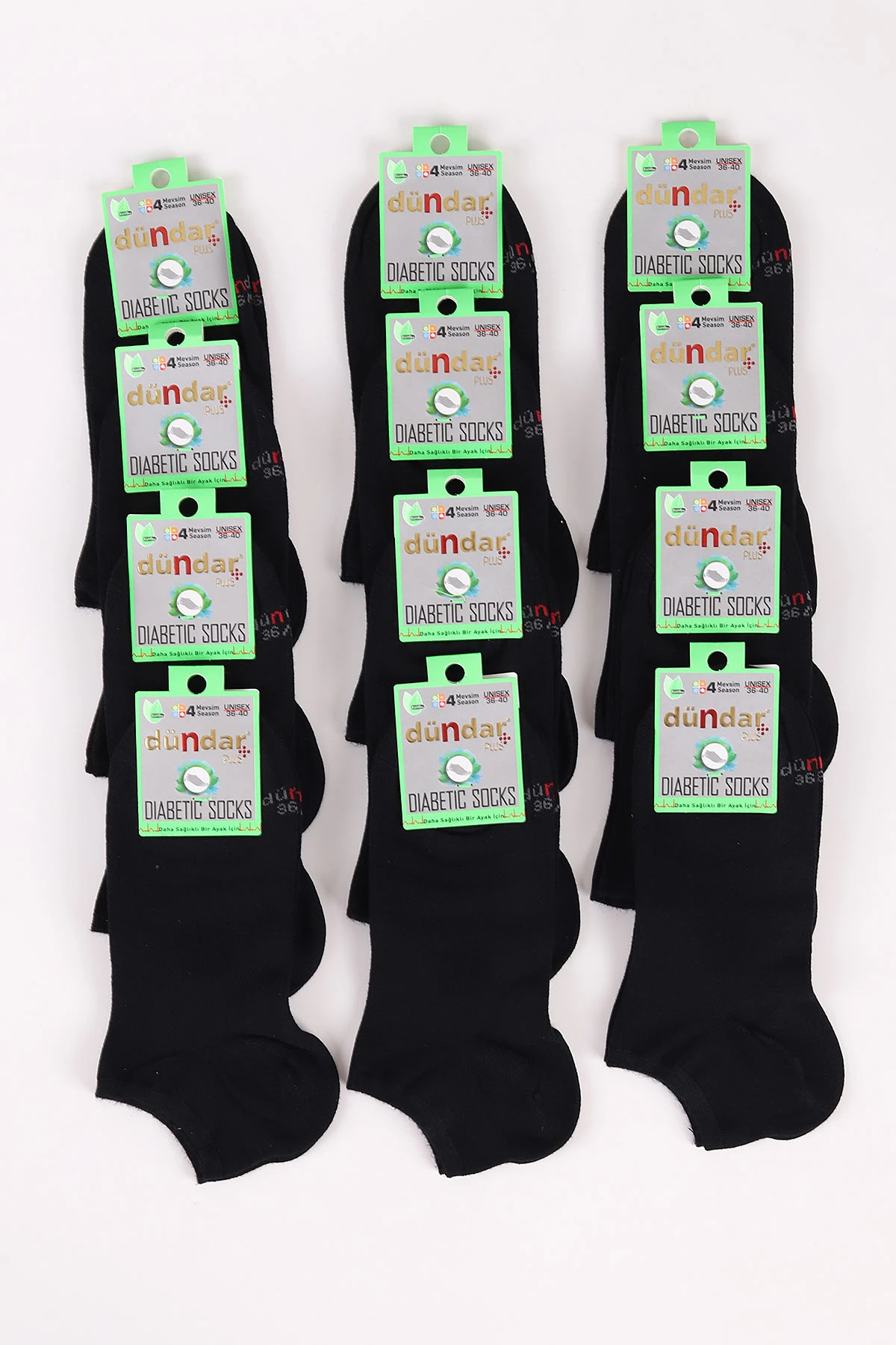 Siyah 12'li Unisex Dört Mevsim Bambu Patik Çorap (36-40) 465602