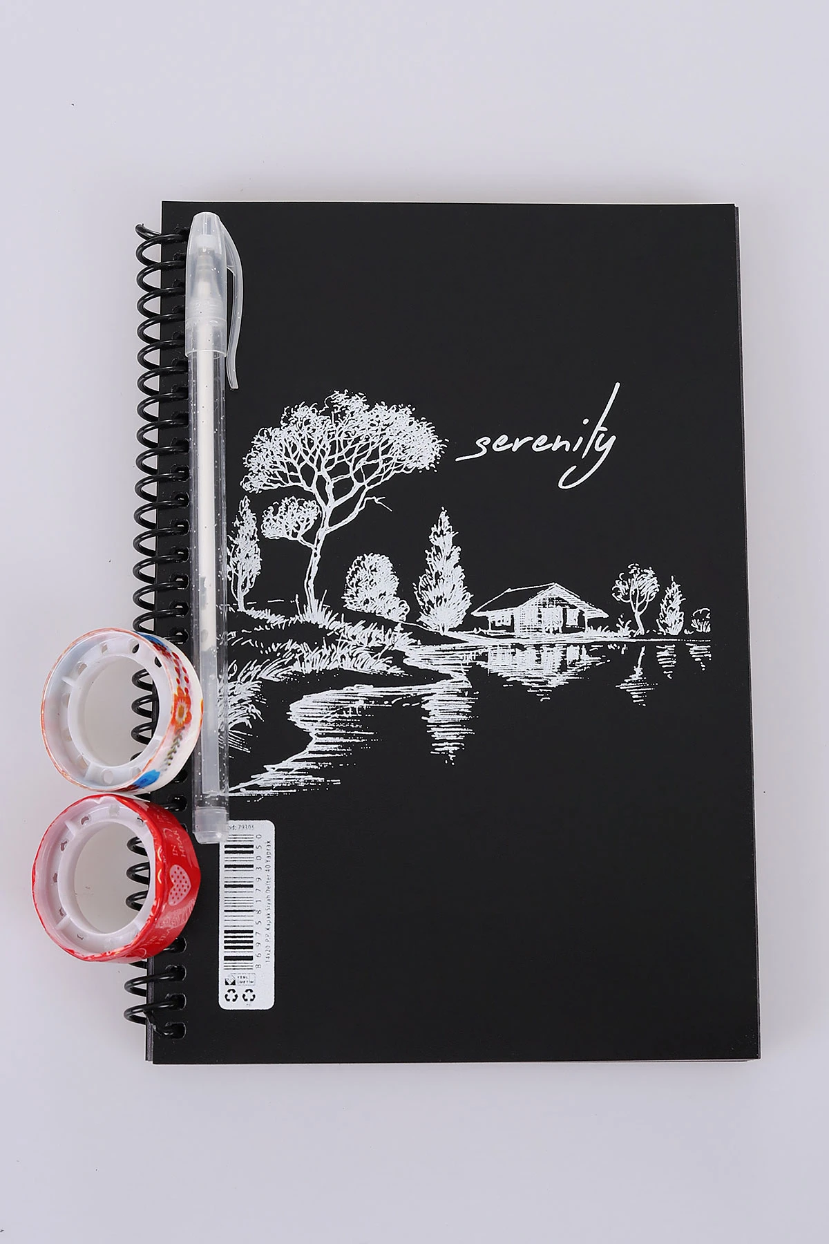 Siyah 14x20 Cm Tokaç Spiralli Defter ( Beyaz Kalem + Bant ) Hediyeli 475258