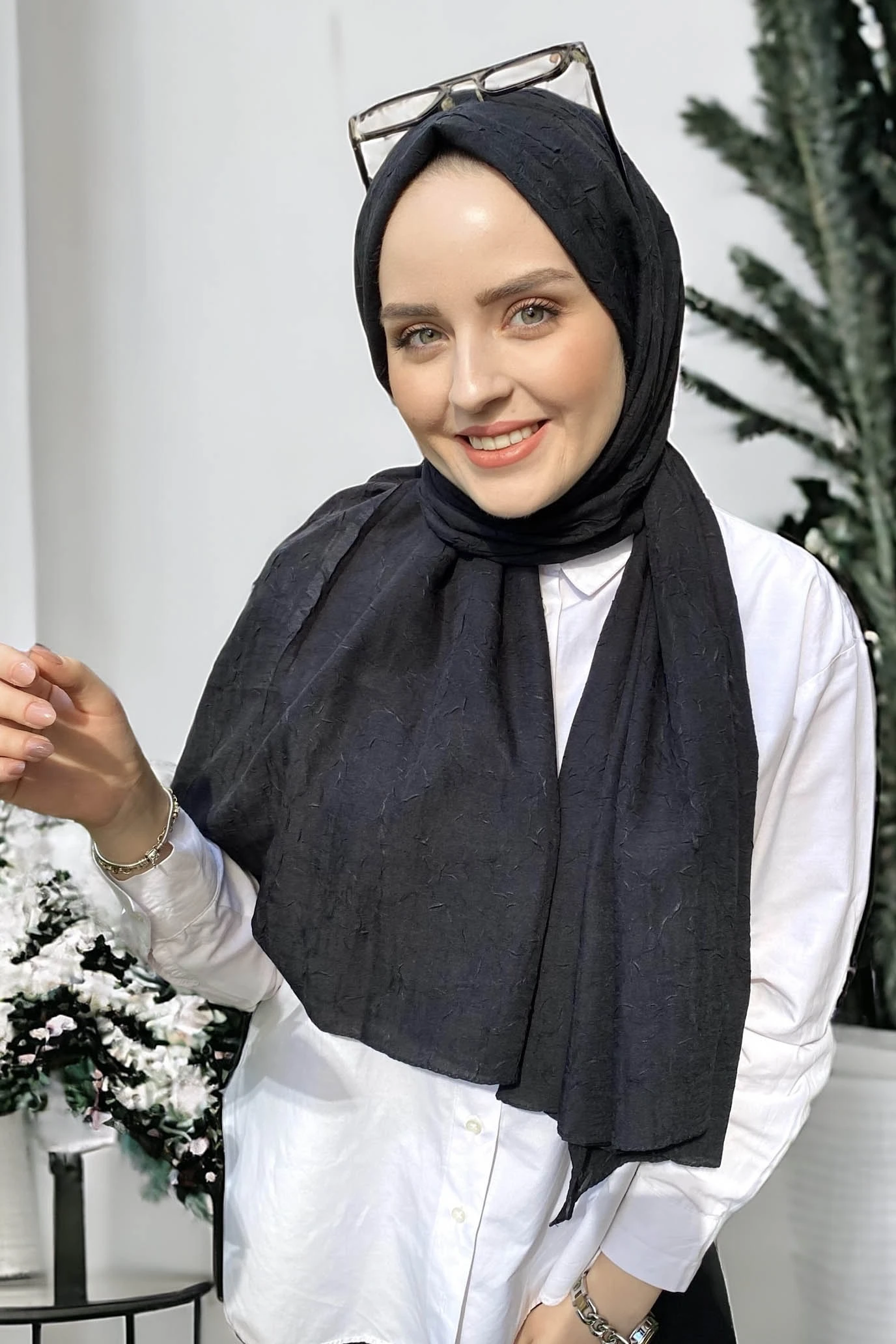 Siyah 180x70 Bambu Kraş Düz Desen Şal 273265