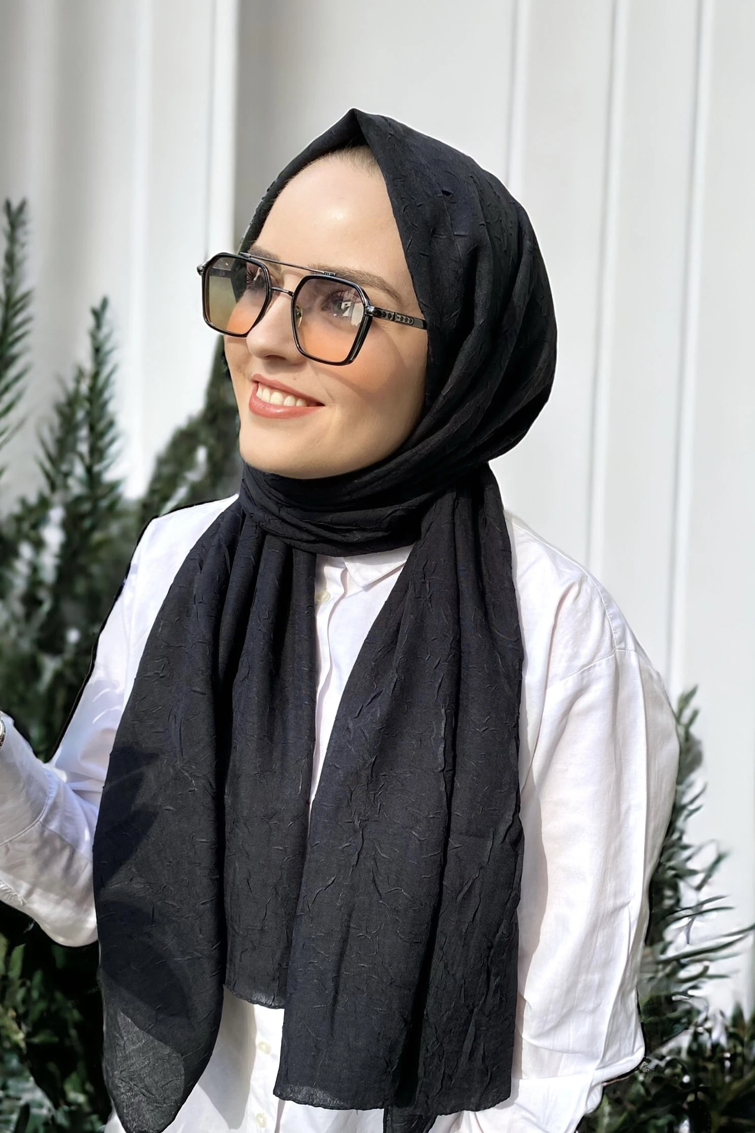 Siyah 180x70 Bambu Kraş Düz Desen Şal 273265
