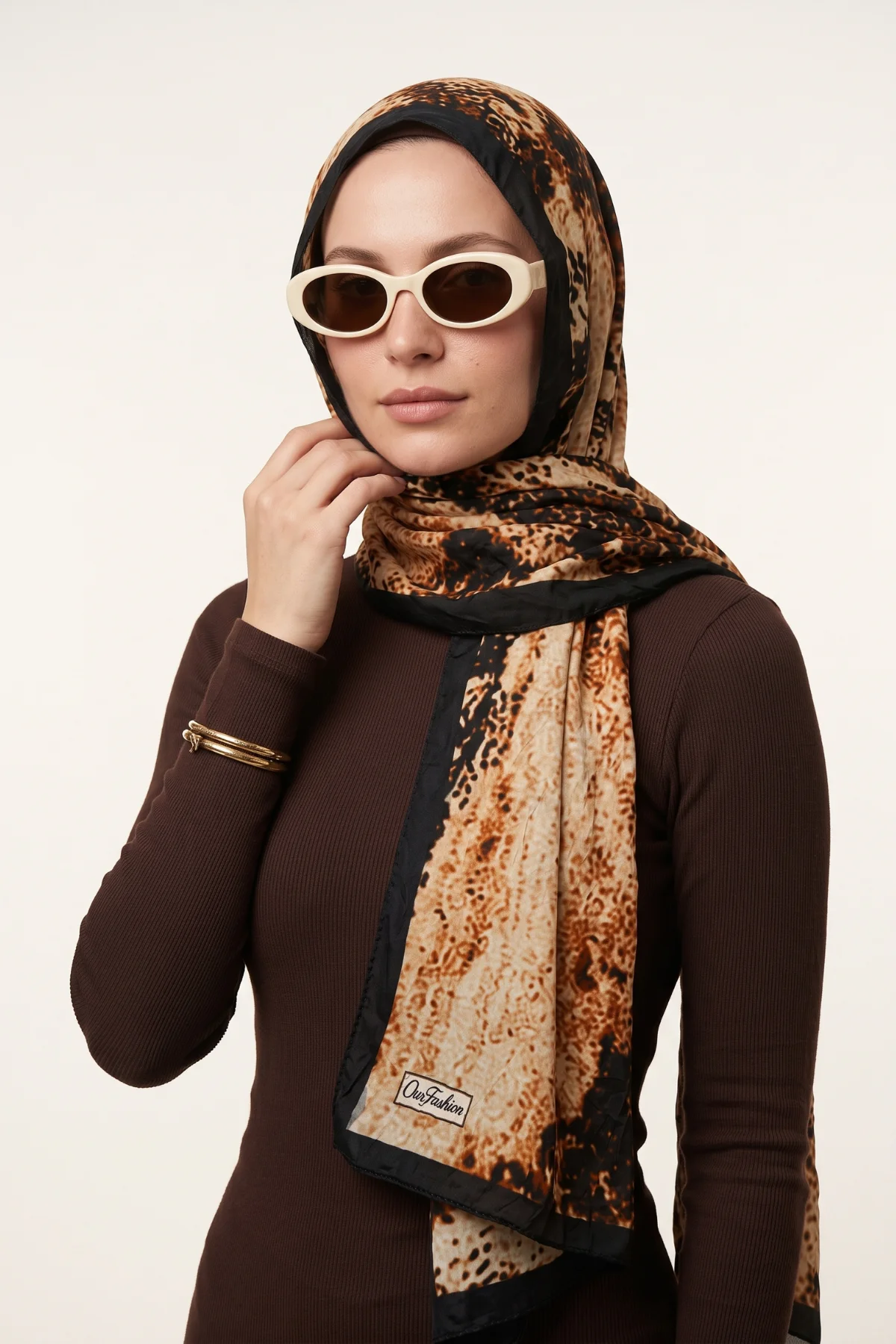 Siyah 180x70 Cm Our Fashion Dijital Baskılı Desenli Bambu Kraş Şal 488558