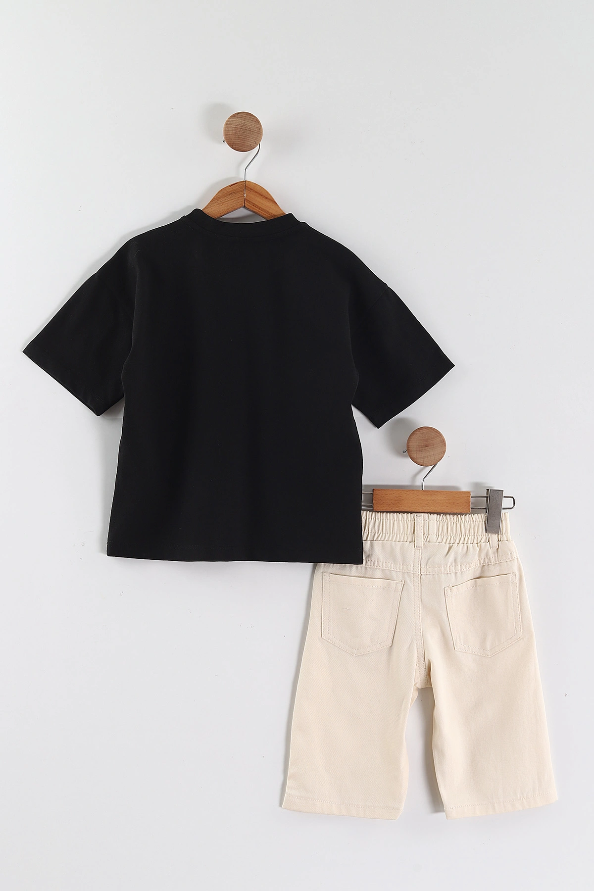 Siyah (2-10 Yaş)Baskılı Gabardin Şortlu Erkek Çocuk Takım 457403
