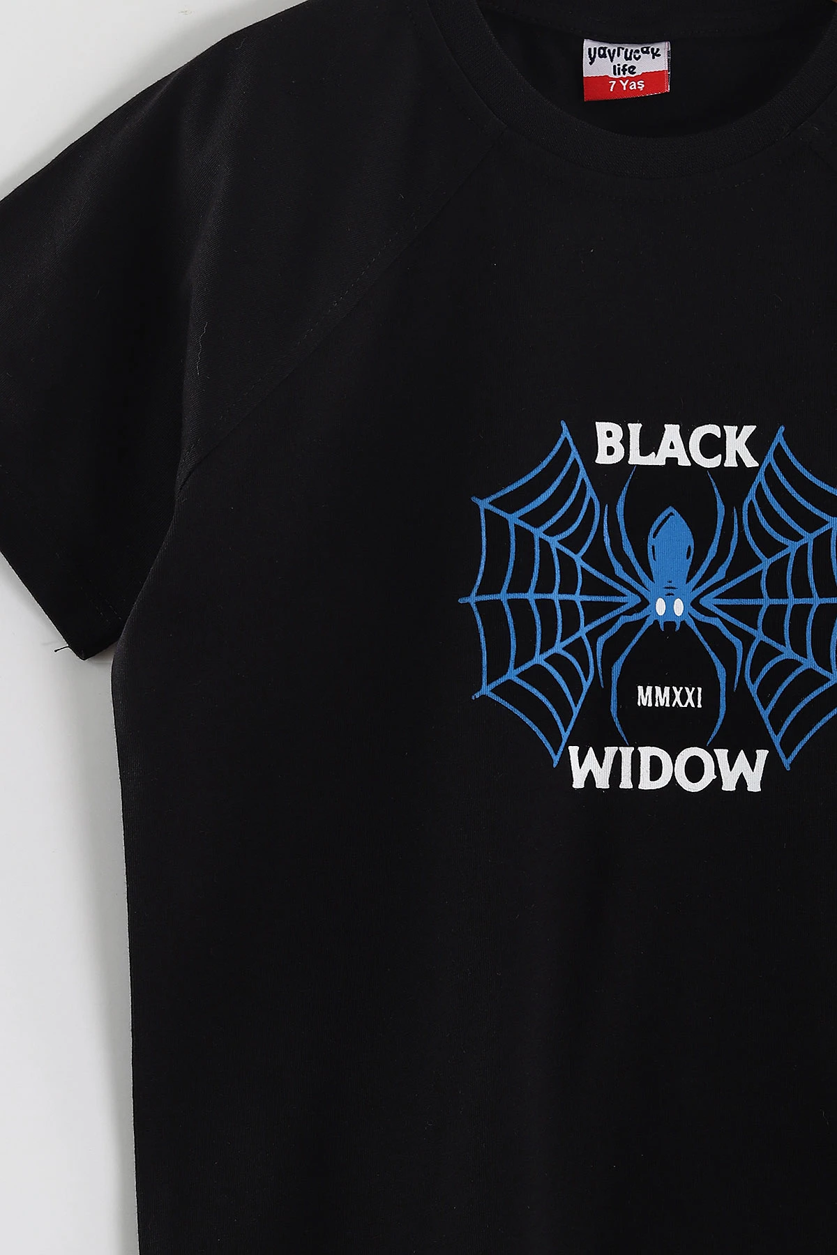 Siyah (2-10 Yaş)Black Widow Baskılı Cepli  Şortlu Penye Erkek Çocuk Yazlık Takım 437744