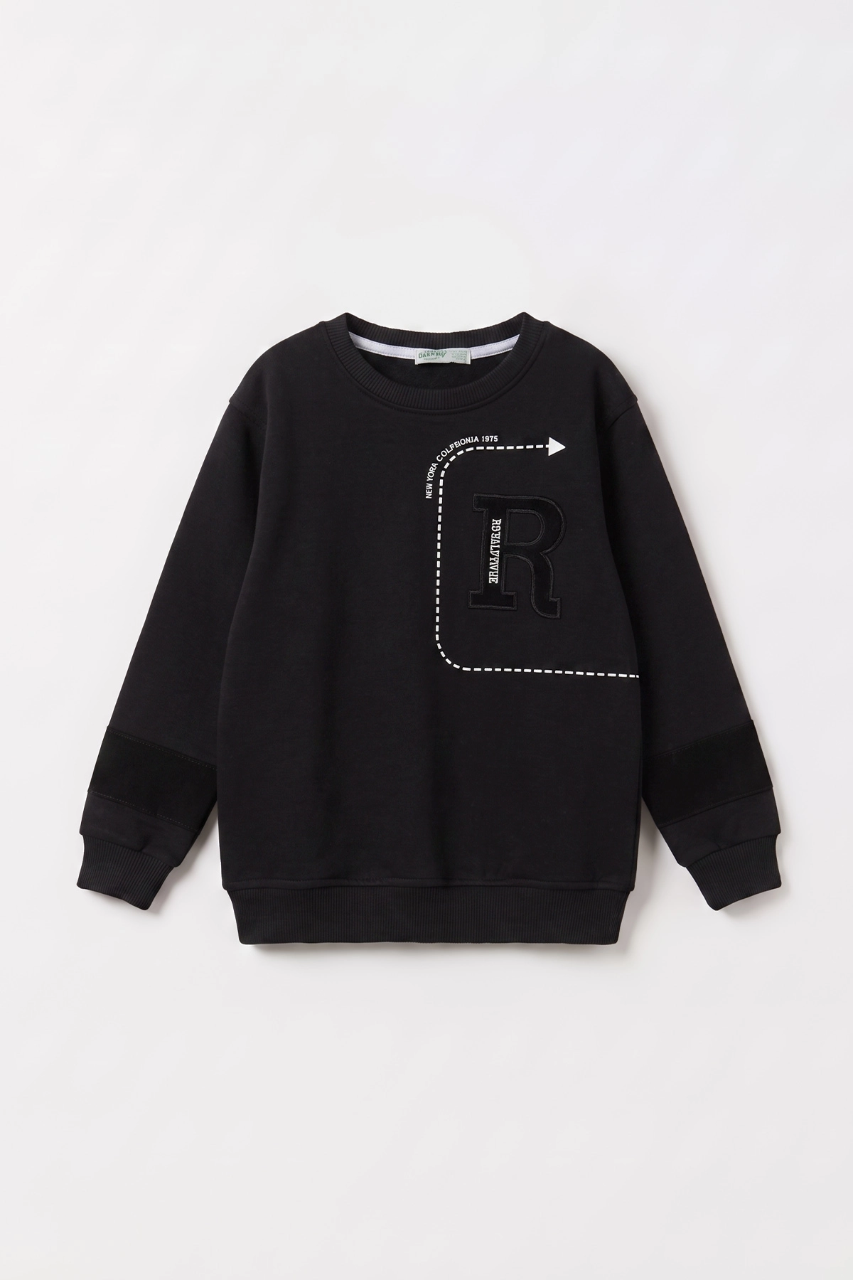 Siyah (2-12 Yaş) R Nakışlı İçi Şardonlu Erkek Çocuk Sweatshirt 483306
