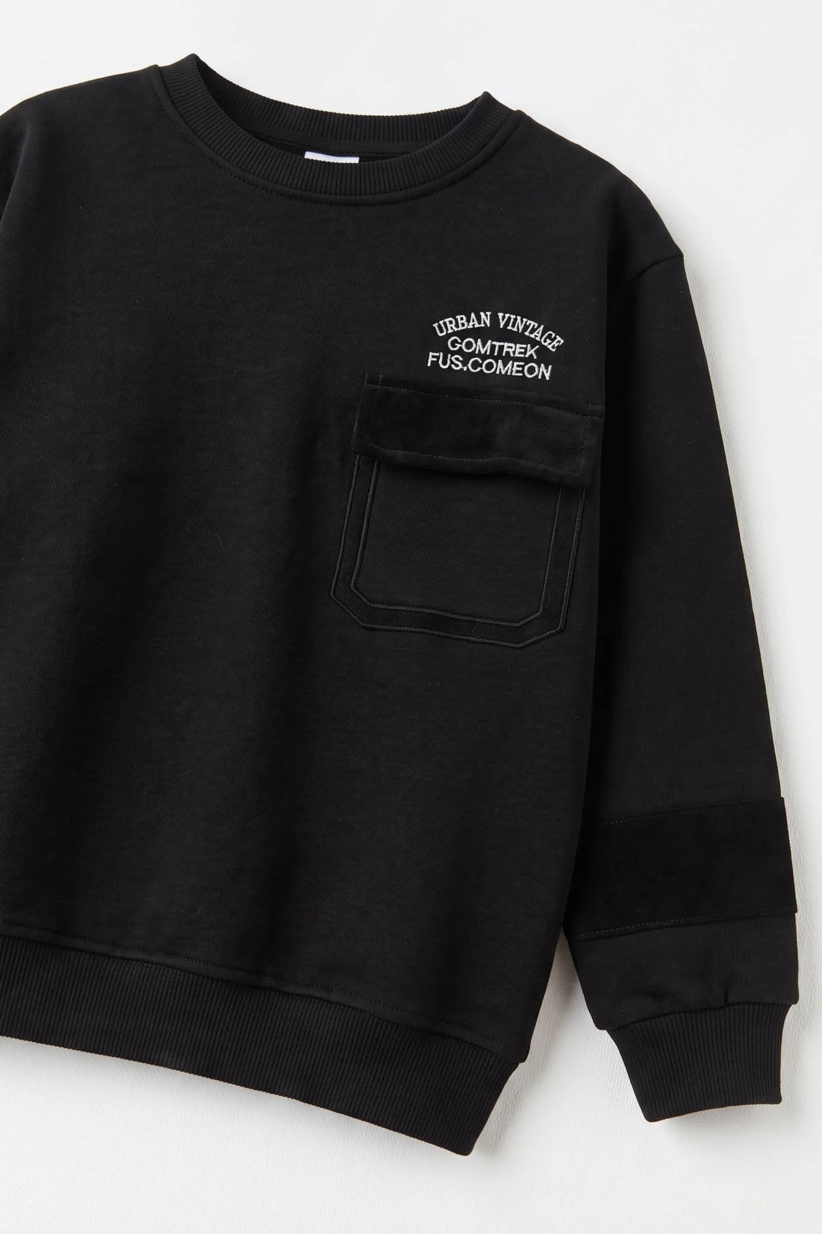 Siyah (2-12 Yaş) Urban Nakışlı   İçi Şardonlu Erkek  Çocuk Sweatshirt 493815