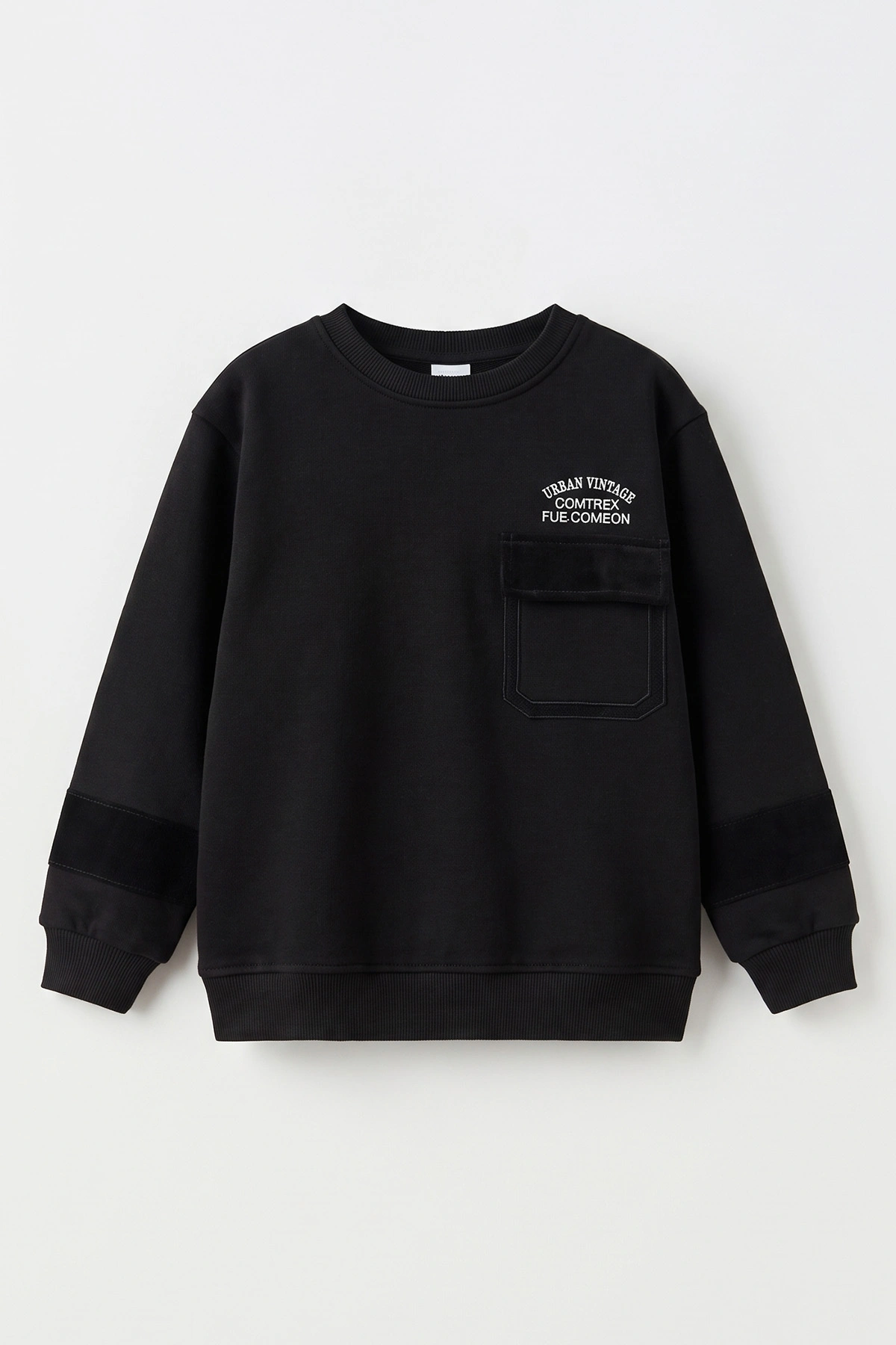Siyah (2-12 Yaş) Urban Nakışlı   İçi Şardonlu Erkek  Çocuk Sweatshirt 493815