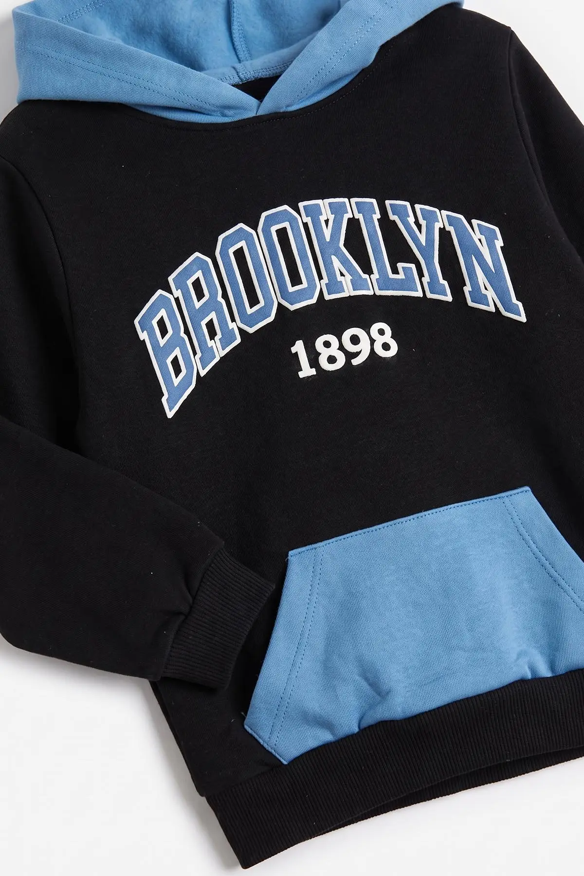 Siyah (2-6 Yaş)Brooklyn Nakışlı Kapüşonlu Kanguru Cepli Erkek Çocuk 2'li Takım 472912