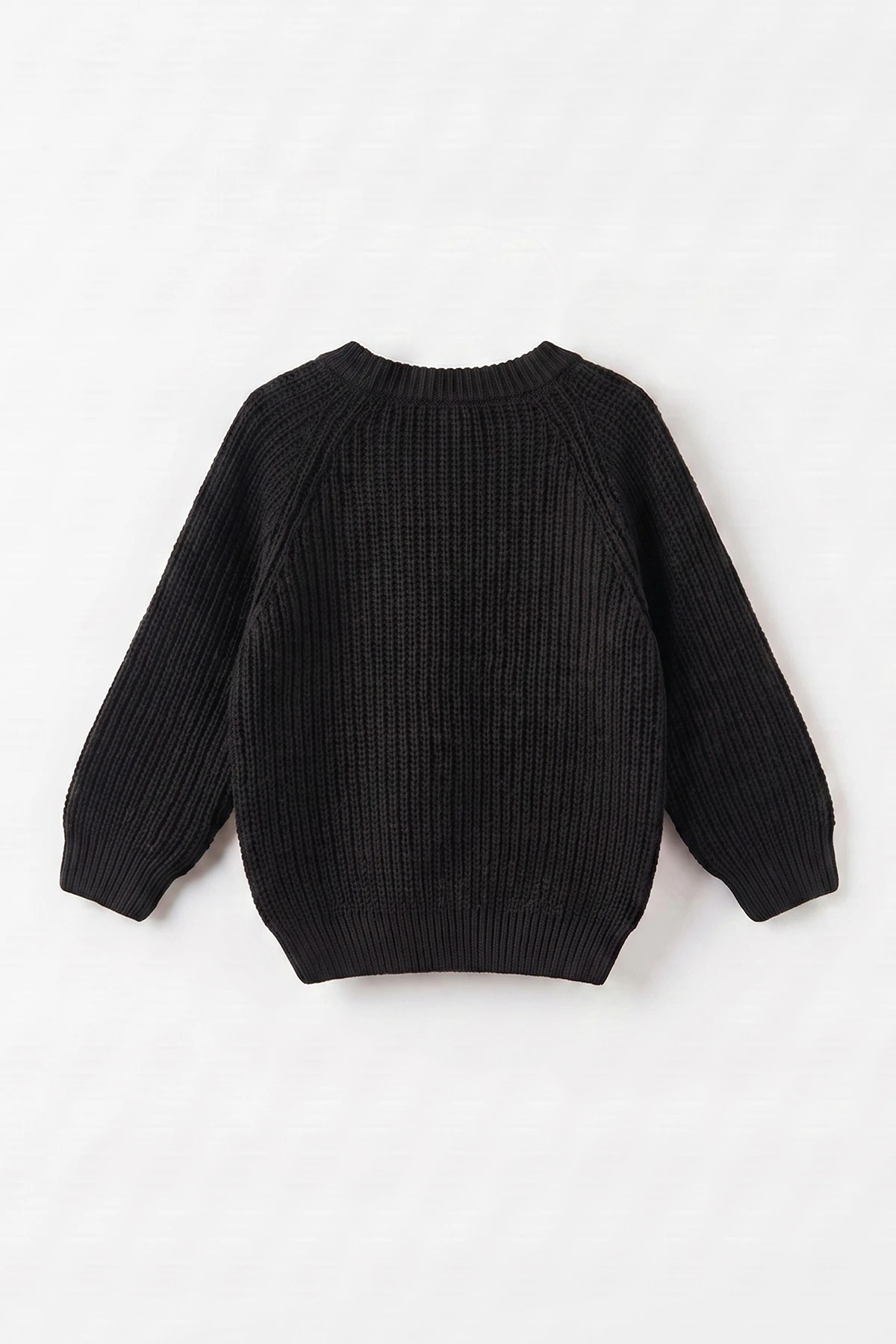 Siyah (2-8 Yaş) Dikişsiz Selanik Örgülü Unisex Çocuk Kazak 474927