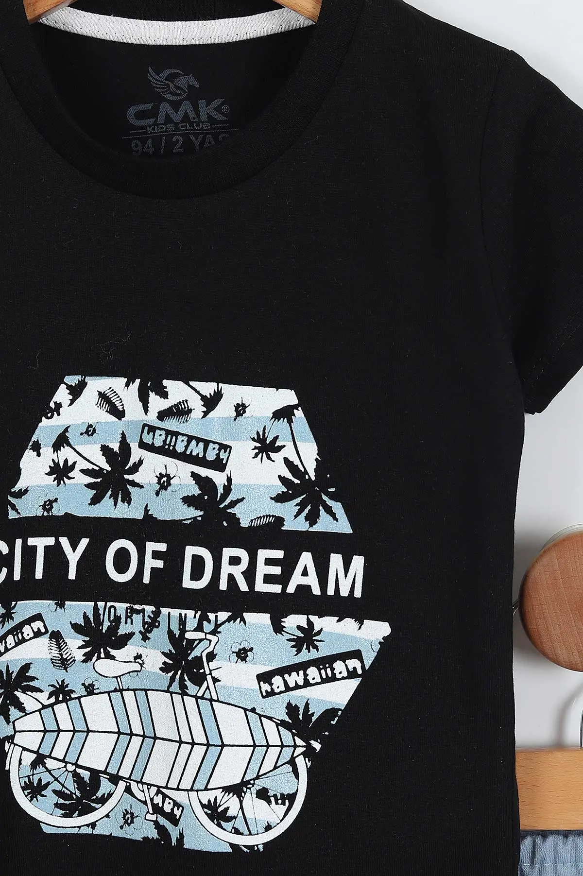 Siyah (2-9 Yaş)City Of Dream Baskılı Şortlu Erkek Çocuk Yazlık Takım 354095