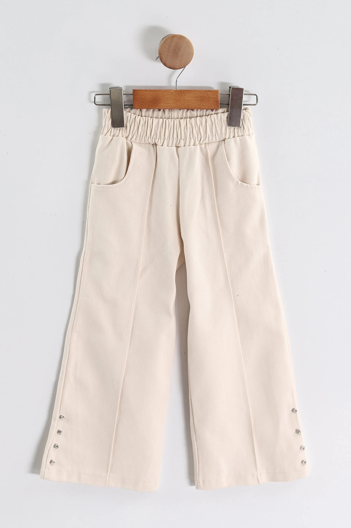Siyah 3-10 Yaş) Fiyonk ve Taş Nakışlı Oysho Sweatli Gabardin Pantolonlu Kız Çocuk 2'li Takım 439889