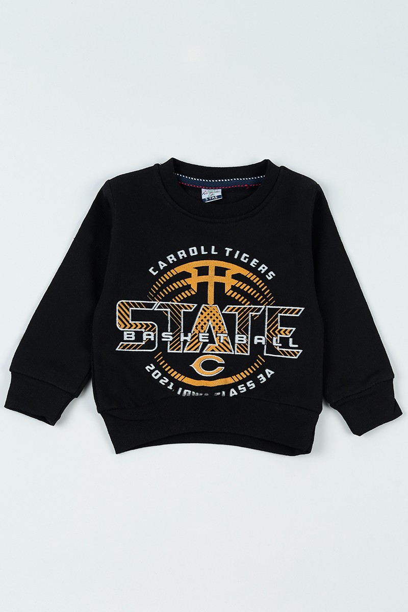 Siyah (3-12 Yaş) Basketball Baskılı Erkek Çocuk Sweatshirt 92601