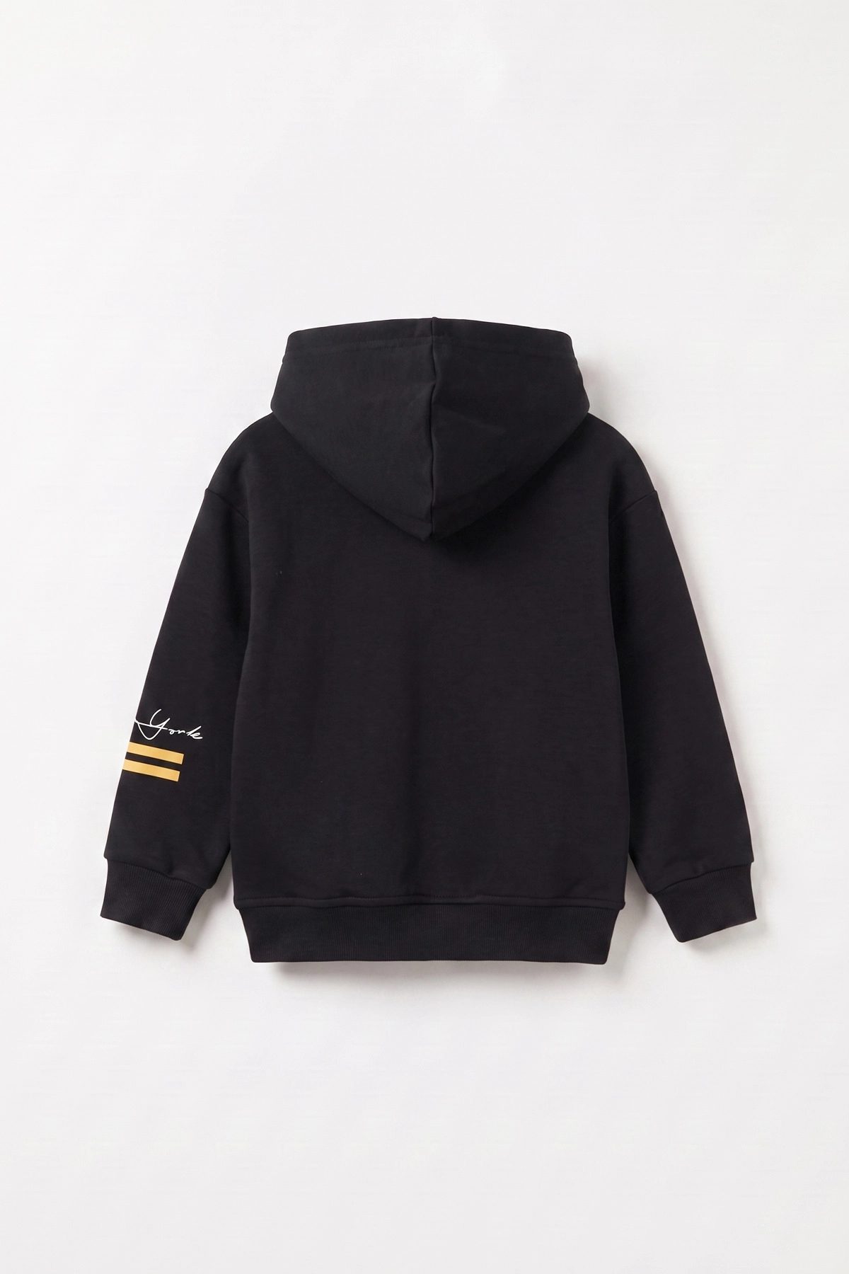 Siyah (3-12 Yaş) Baskılı 3 İp Şardonlu Kapüşonlu Erkek Çocuk Sweatshirt 473837