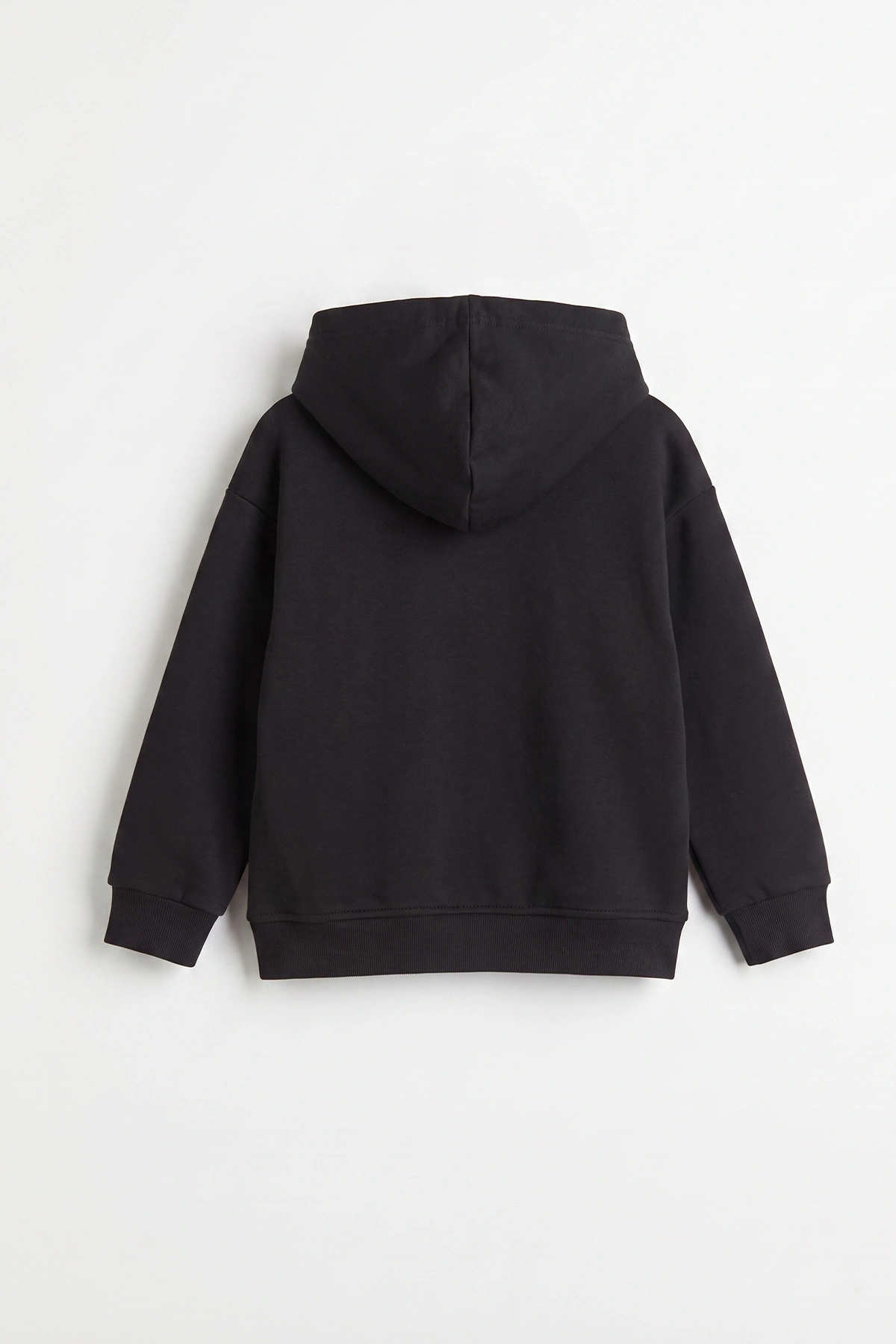 Siyah (3-12 Yaş) Baskılı 3 İp Şardonlu Kapüşonlu Kız Çocuk Sweatshirt 473949