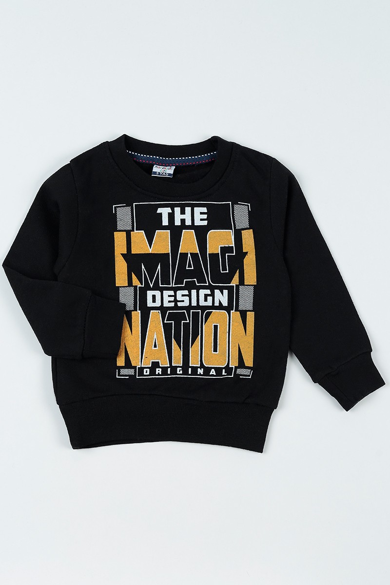 Siyah (3-12 Yaş) Baskılı Erkek Çocuk Sweatshirt 92657
