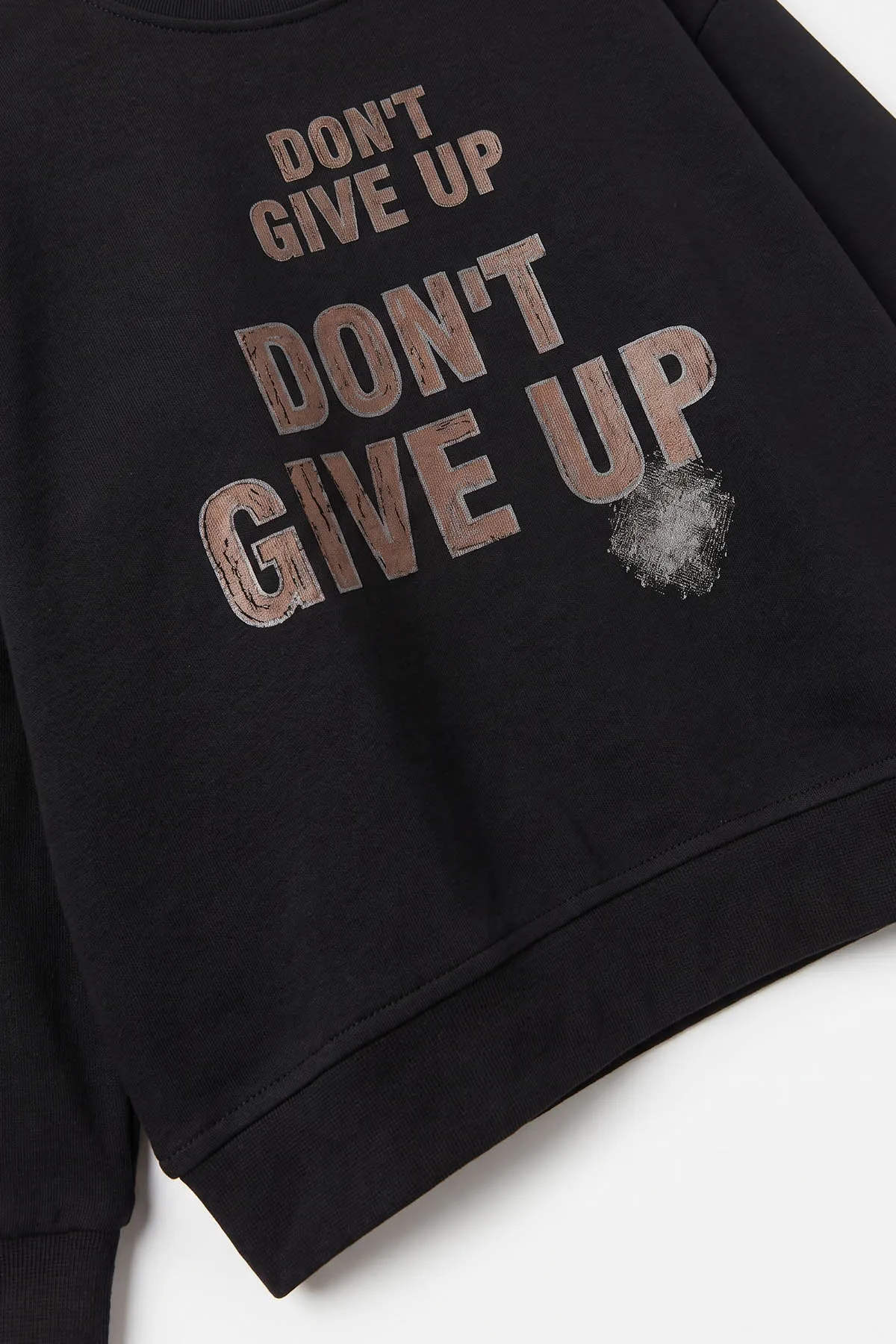 Siyah (3-12 Yaş) Dont Give Baskılı Erkek Çocuk Sweatshirt 479162