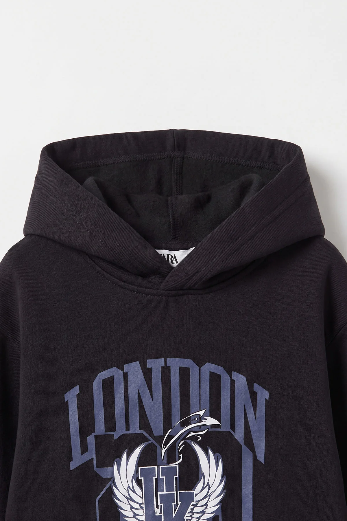 Siyah (3-12 Yaş) London Baskılı 3 İp Şardonlu Kapüşonlu Kız Çocuk Sweatshirt 473972