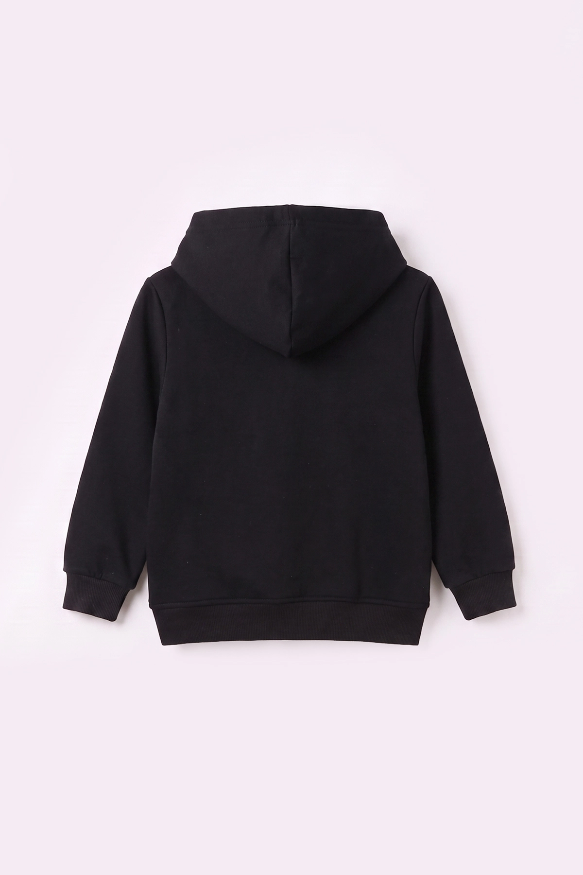 Siyah (3-12 Yaş) Noktalı Baskılı Kapüşonlu 3 İp Şardonlu Kız Çocuk Sweatshirt 483899