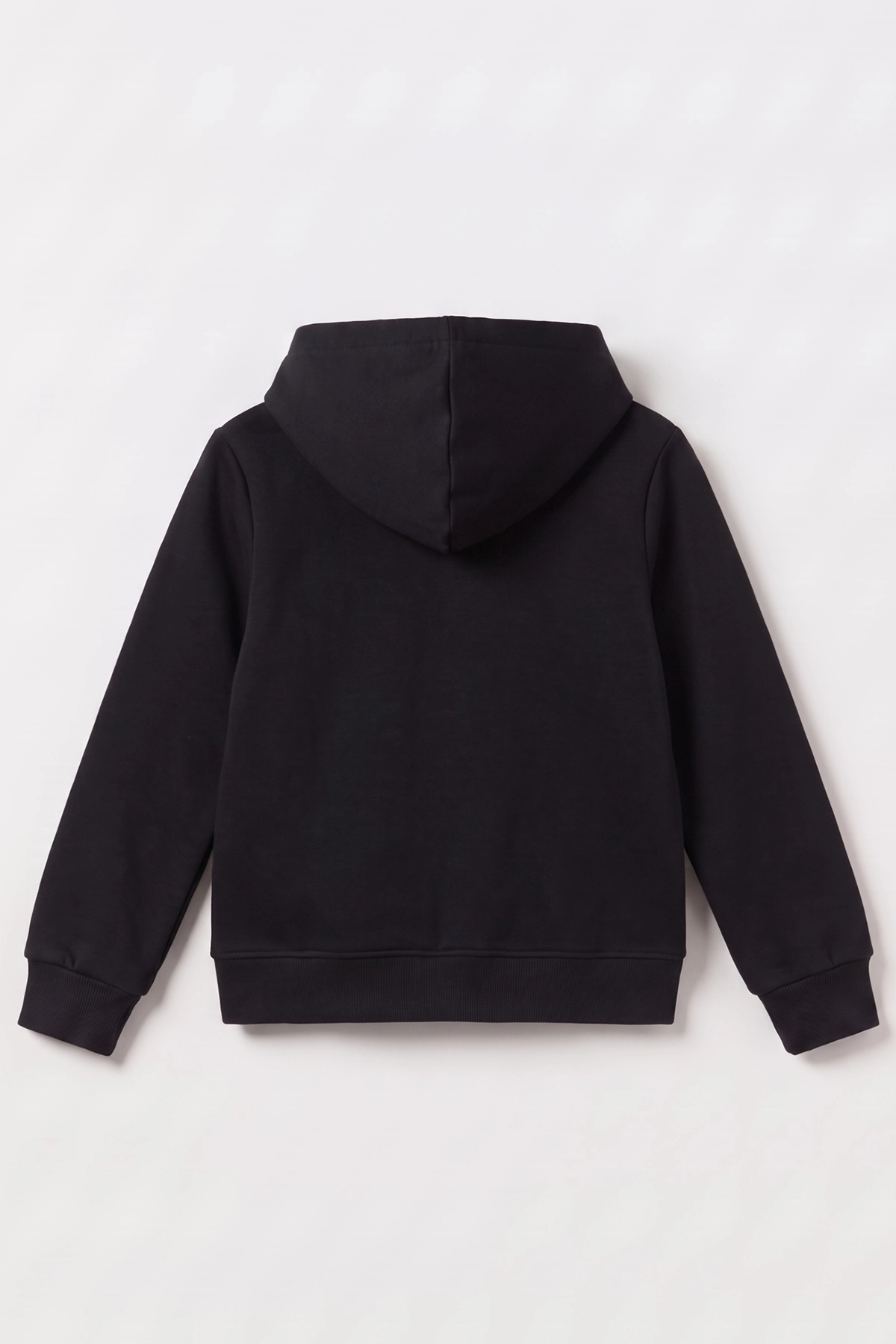 Siyah (3-12 Yaş) Süzene Palmiye Nakışlı Kapüşonlu  3 İp Şardonlu Erkek Çocuk Sweatshirt 478780