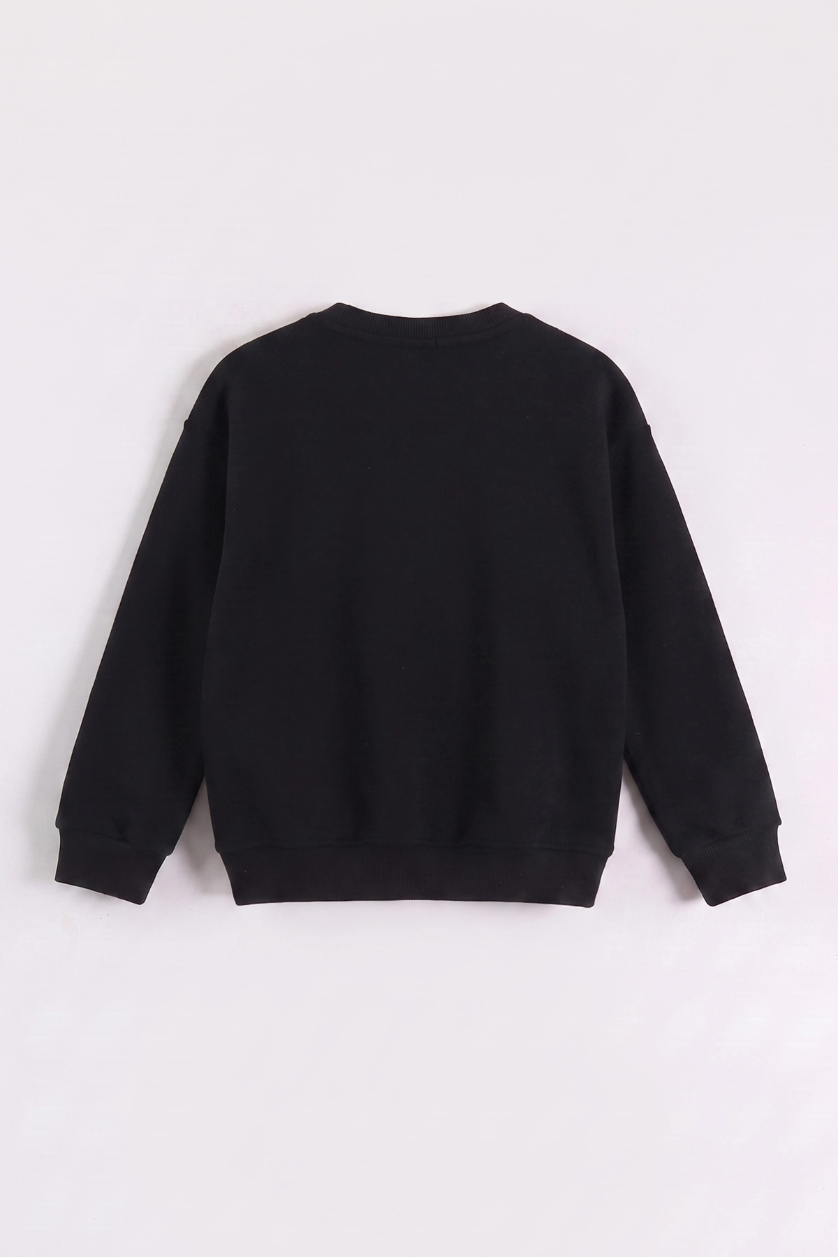 Siyah (3-12 Yaş) Yazı Baskılı 3 İp Şardonlu Erkek Çocuk Sweatshirt 473939