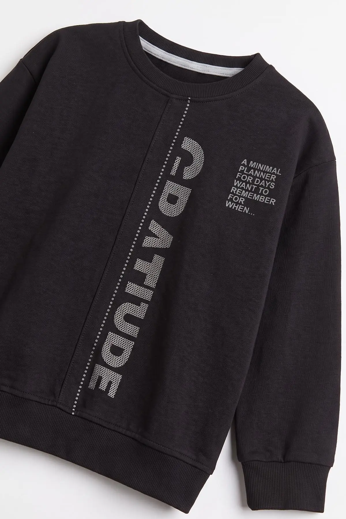 Siyah (3-12 Yaş) Yazı Baskılı Erkek Çocuk Sweatshirt 478988