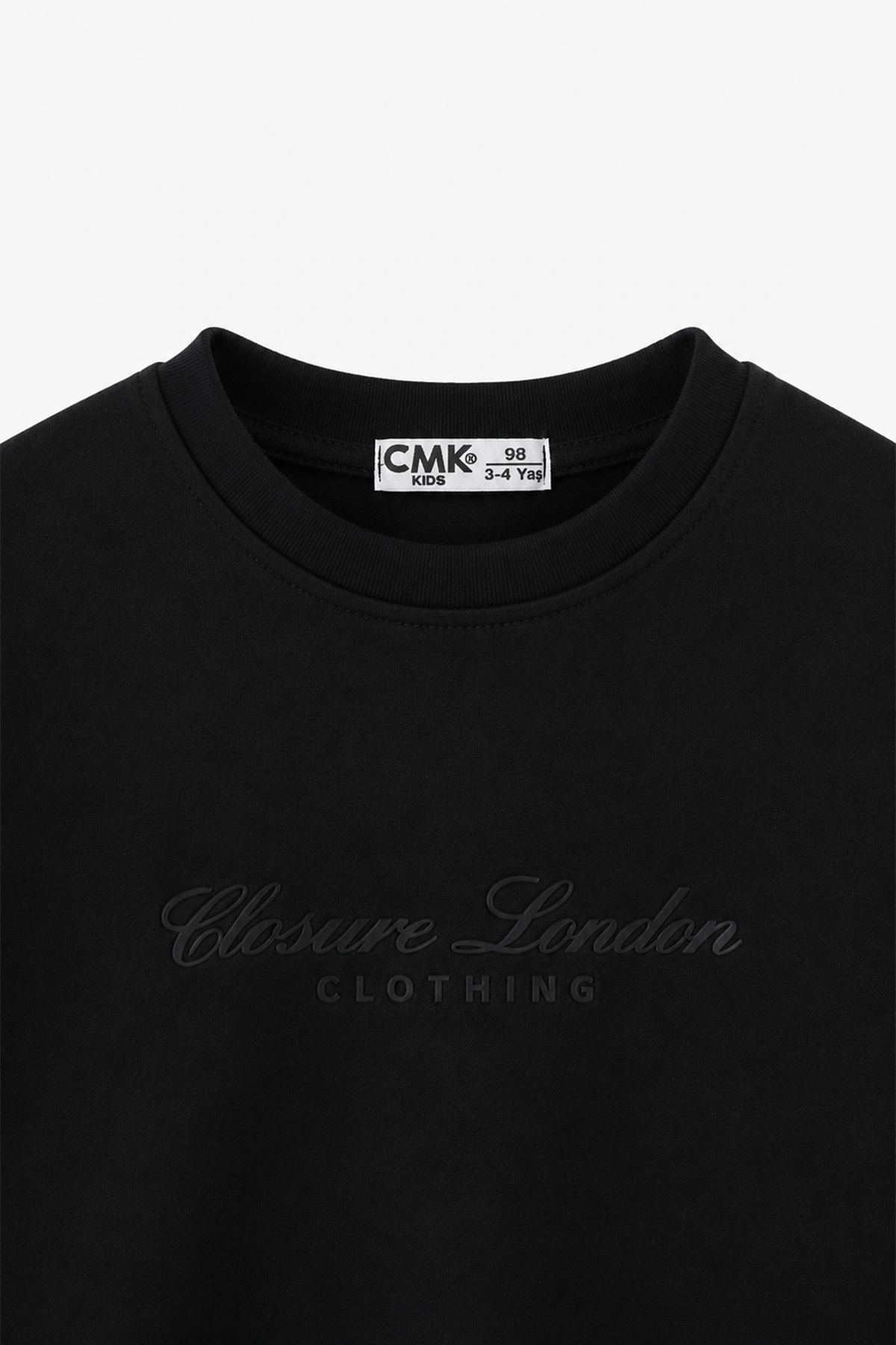 Siyah (3-12 Yaş) Yazı Nakışlı Erkek Çocuk Sweatshirt 473814